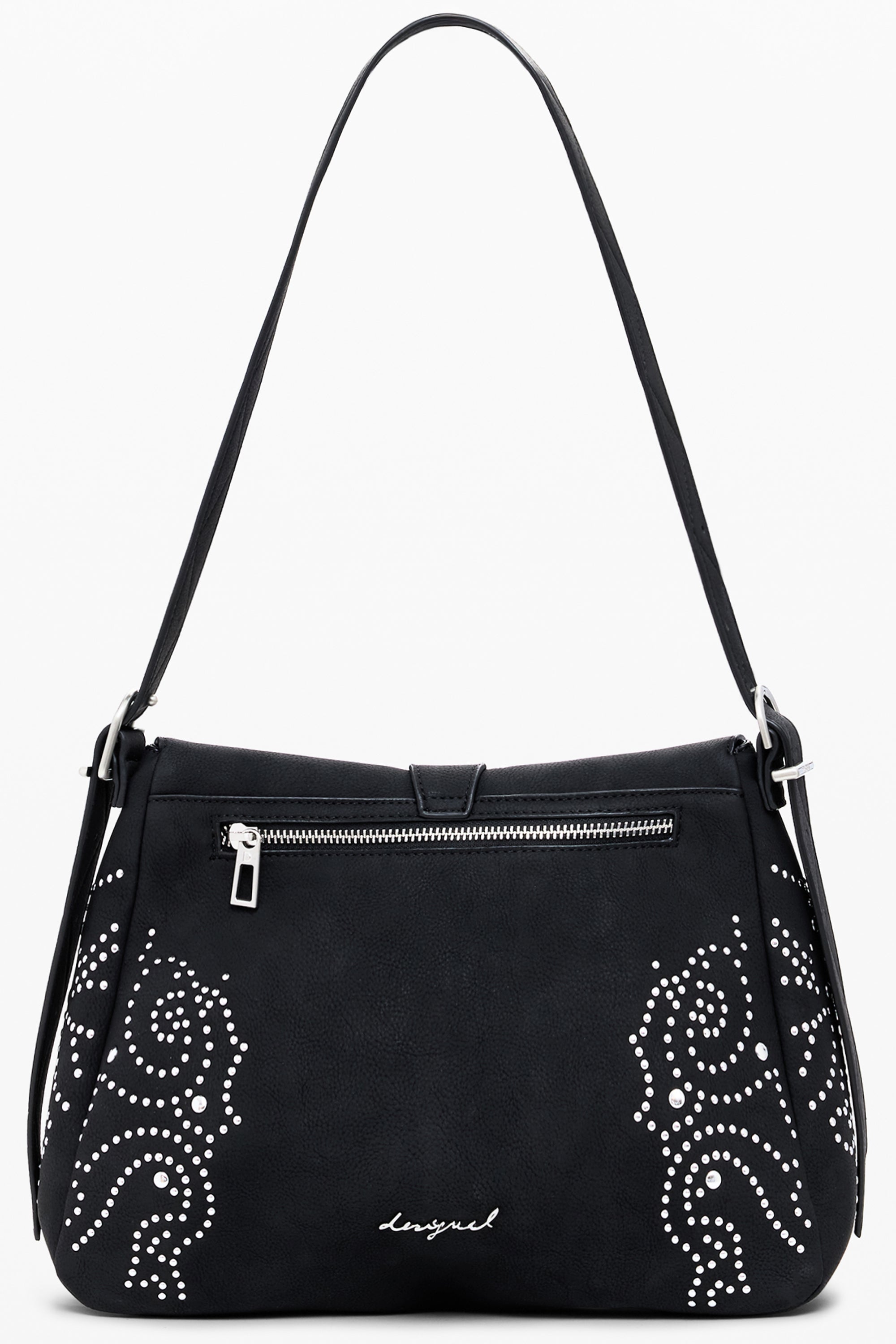 DESIGUAL Damen Tasche schwarz – Verstellbare Schultertasche mit Nieten-Details | soulluna.de Schwarz