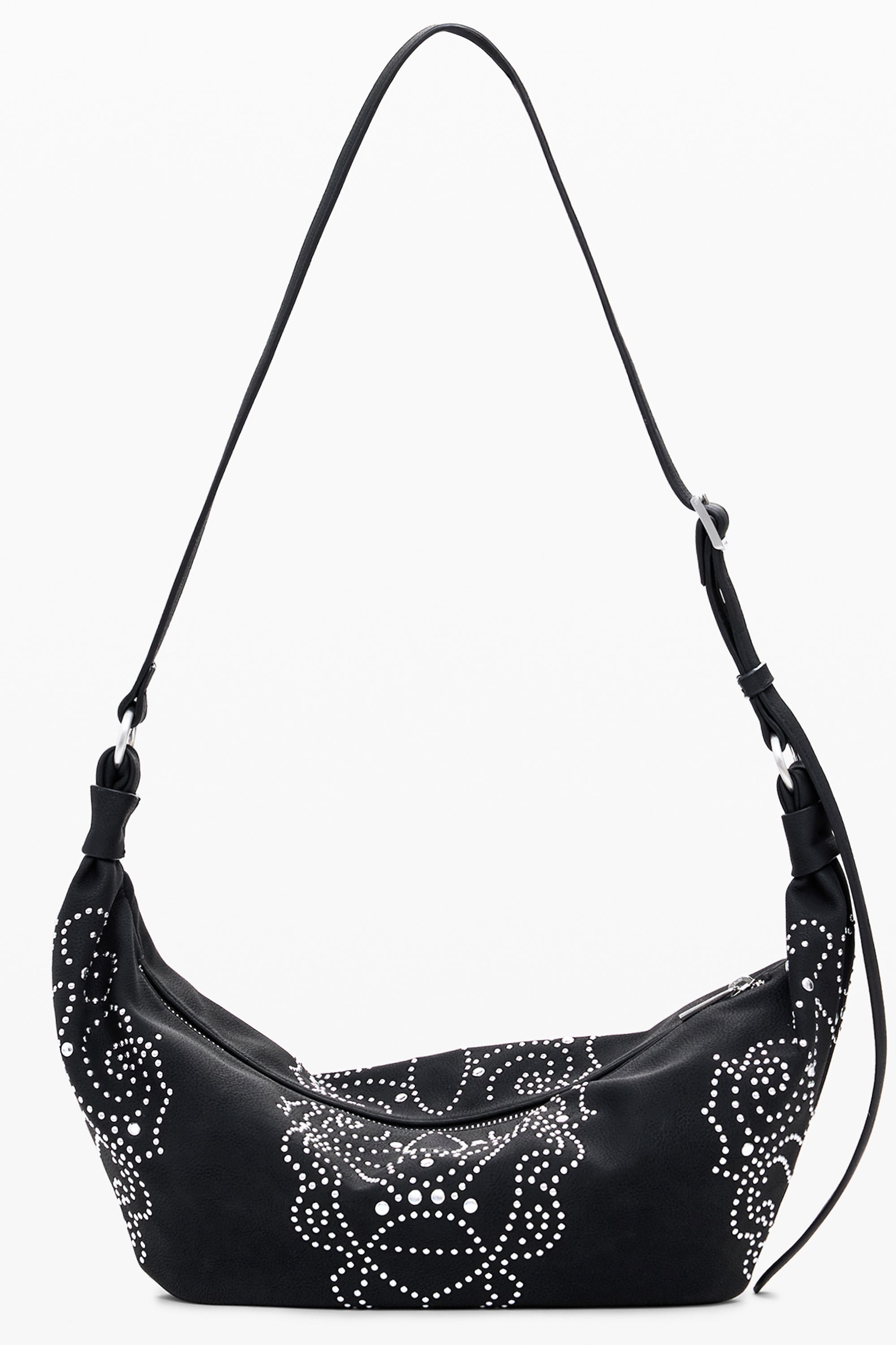 DESIGUAL Damen Tasche schwarz – Verstellbare Schultertasche mit Nieten-Details Schwarz