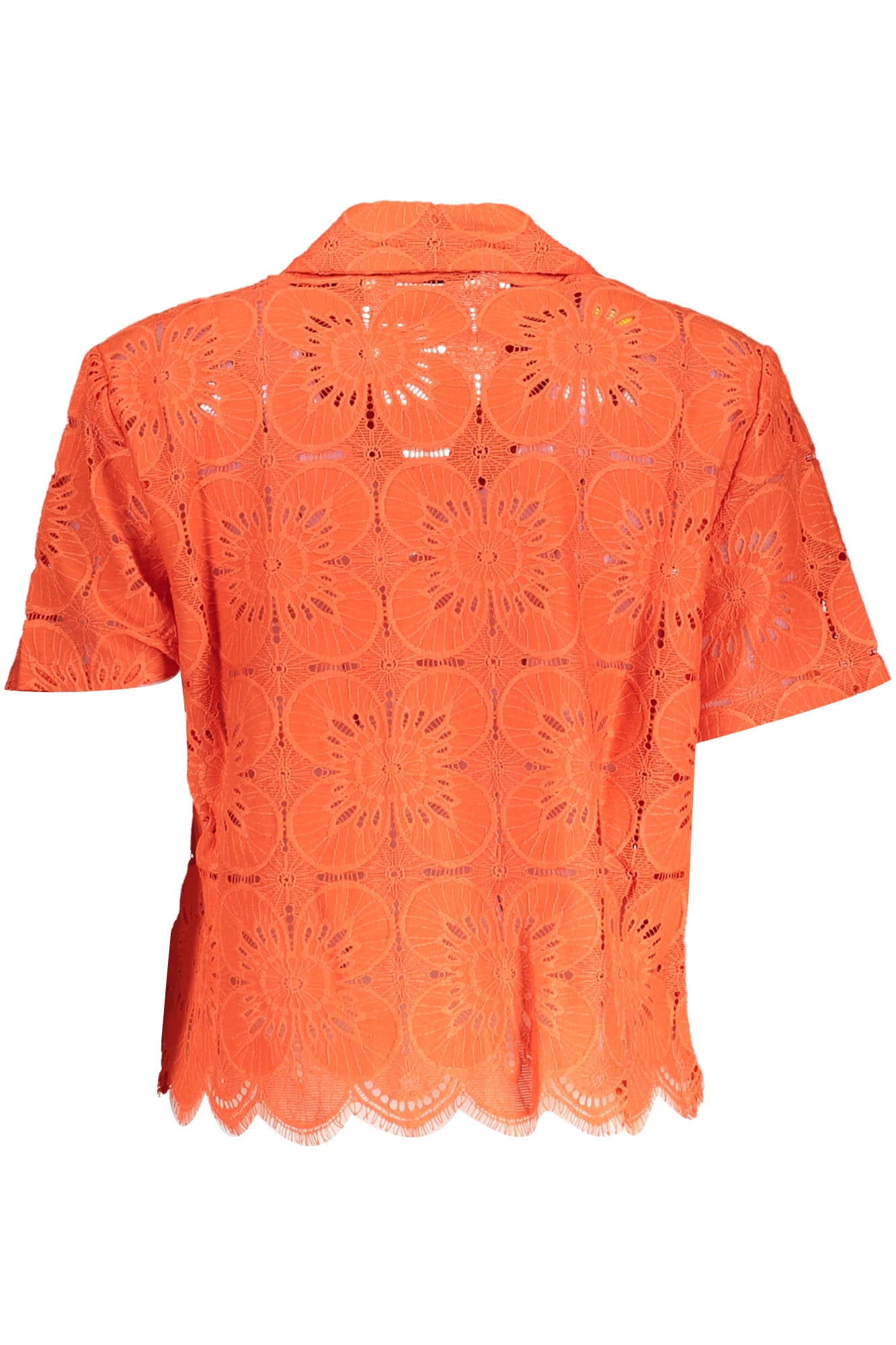 DESIGUAL Kurzarm-Hemd Damen Orange – V-Ausschnitt mit Kontrastdetails | soulluna.de Orange