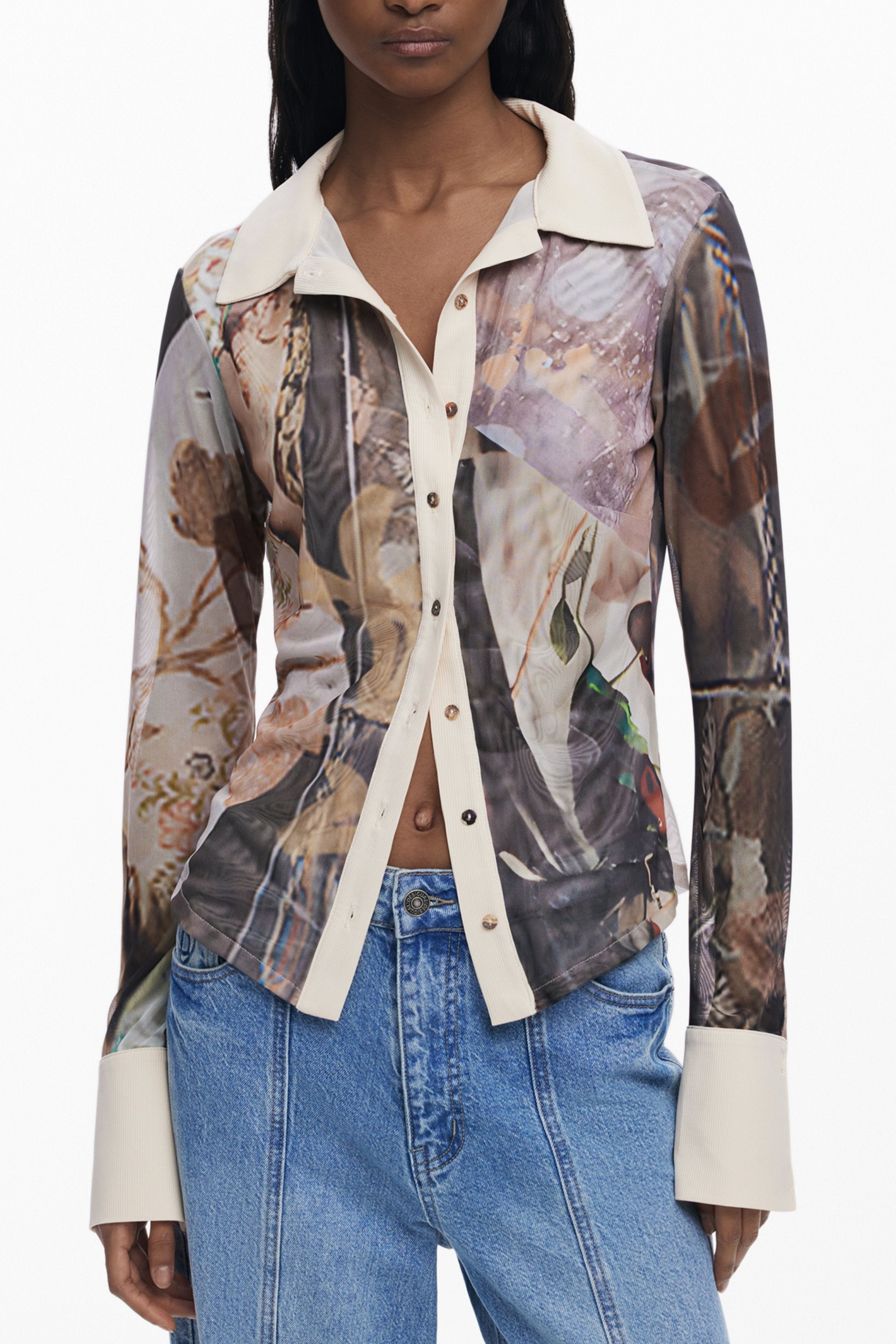 DESIGUAL DAMEN LANGARMSHIRT, BEIGE