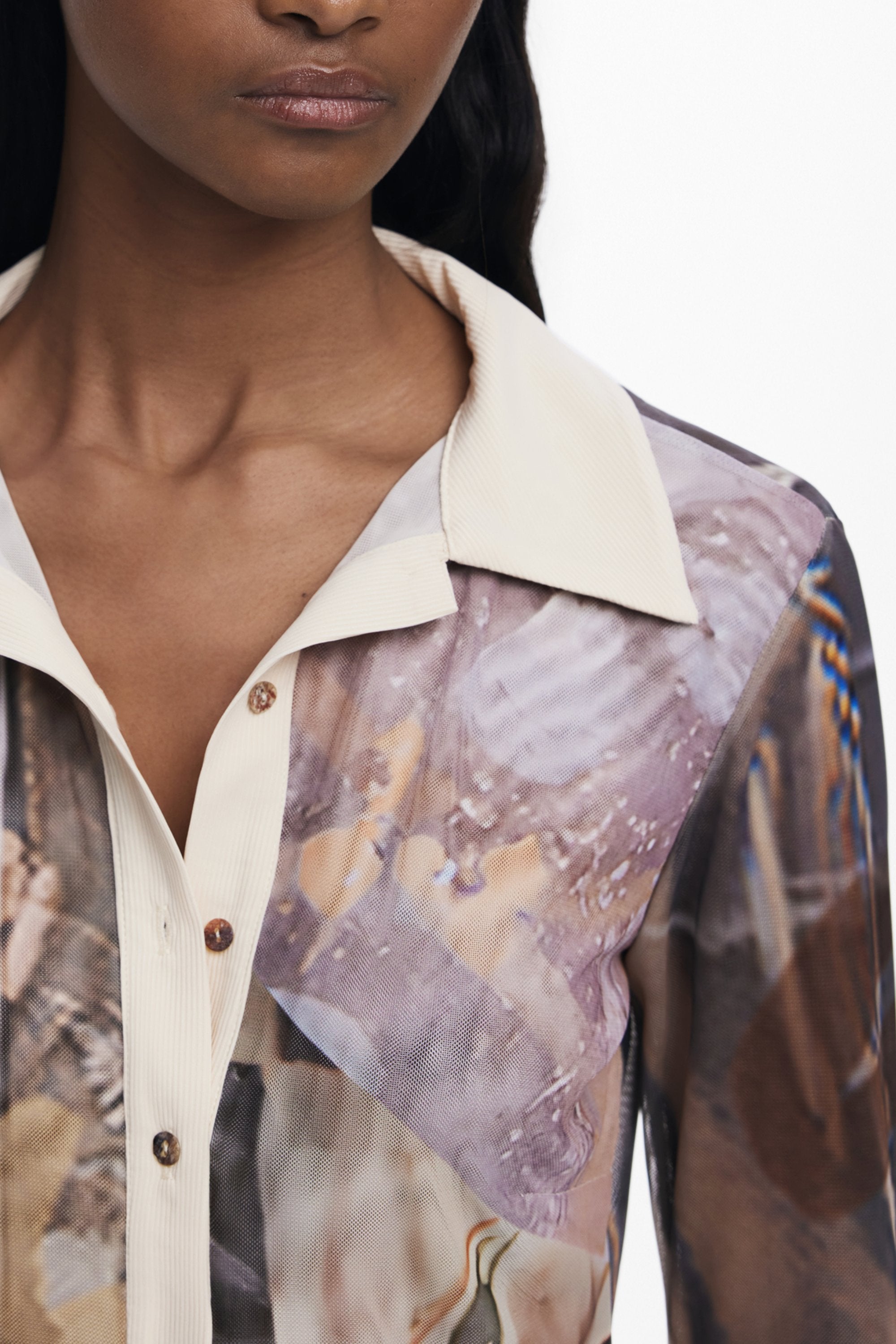 DESIGUAL DAMEN LANGARMSHIRT, BEIGE