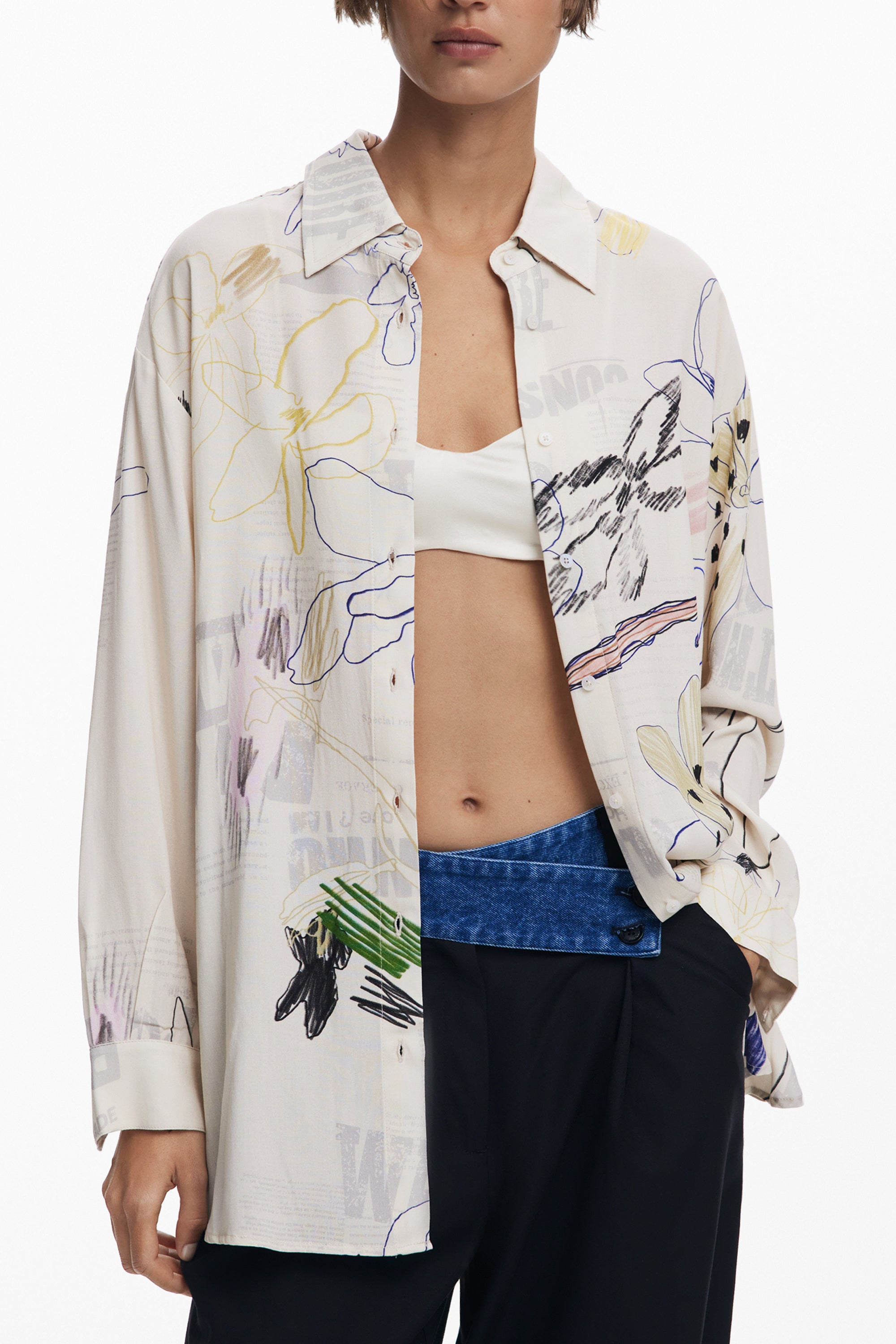 DESIGUAL DAMEN LANGARMSHIRT WEISS