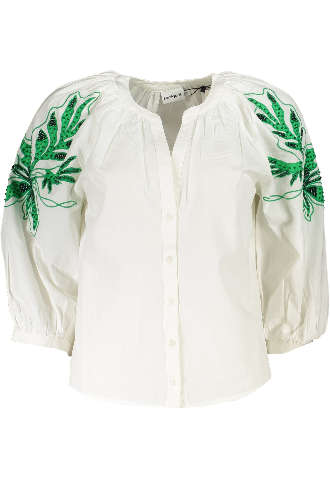 DESIGUAL Damen Langarmhemd Weiß – Kontrastdetails & Druck | soulluna.de Weiß Hauptbild
