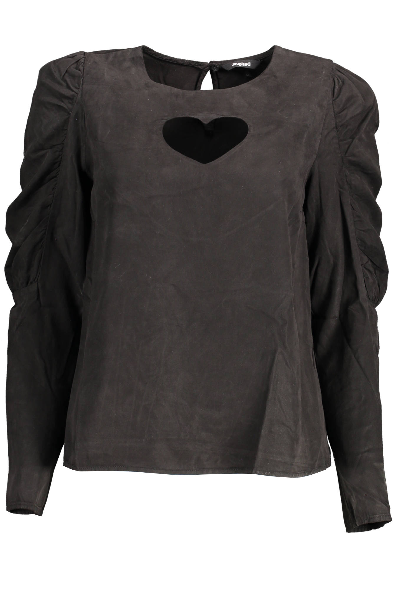 DESIGUAL Langarm-Hemd Damen Schwarz – Lyocell Hemd mit Kontrastdetails | soulluna.de Schwarz