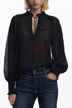 DESIGUAL DAMEN LANGARMSHIRT, SCHWARZ
