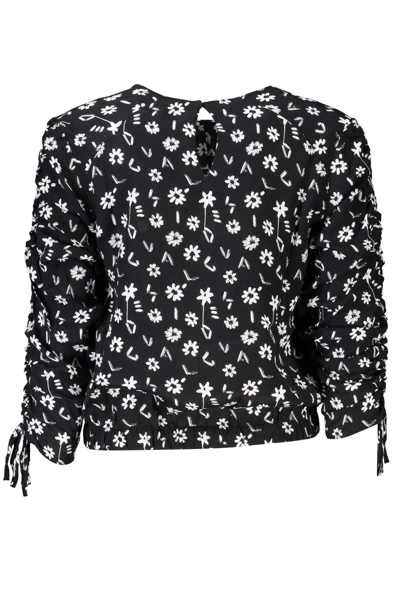 DESIGUAL Langarmshirt Damen Schwarz – Viskose Bluse mit Schnürdetails | soulluna.de Schwarz