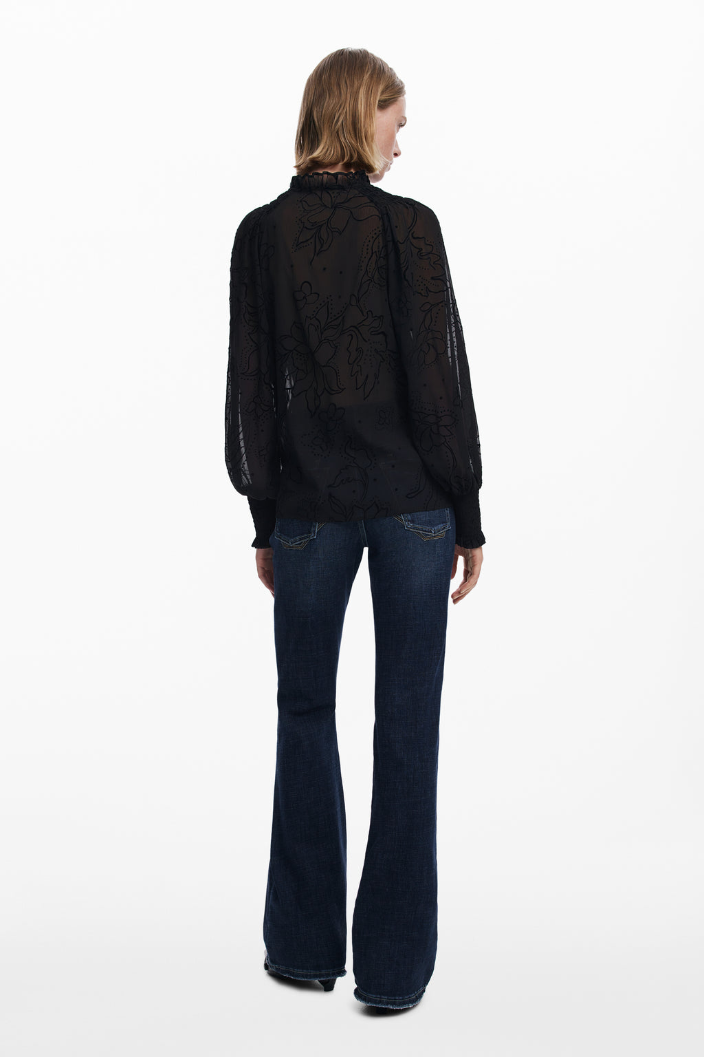 DESIGUAL DAMEN LANGARMSHIRT, SCHWARZ