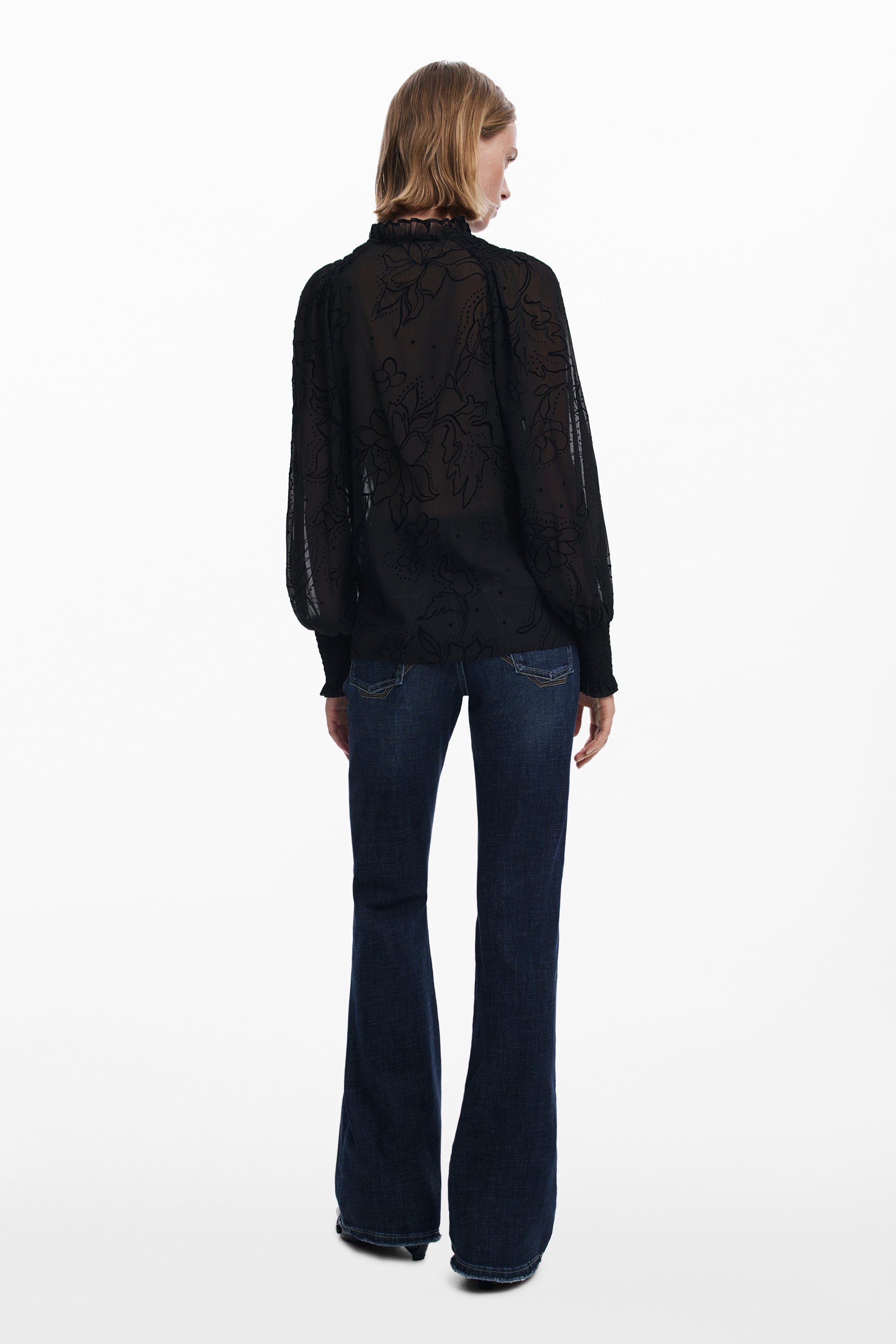 DESIGUAL DAMEN LANGARMSHIRT, SCHWARZ