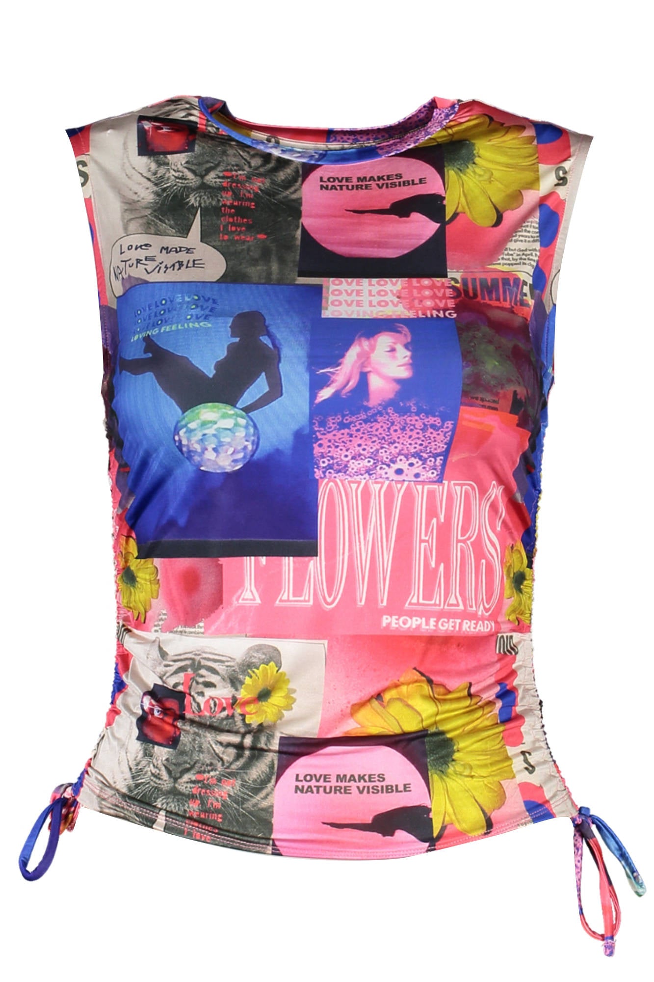 DESIGUAL Tanktop Damen – Blaues Sommer-Top mit verstellbarem Kordelzug Blau