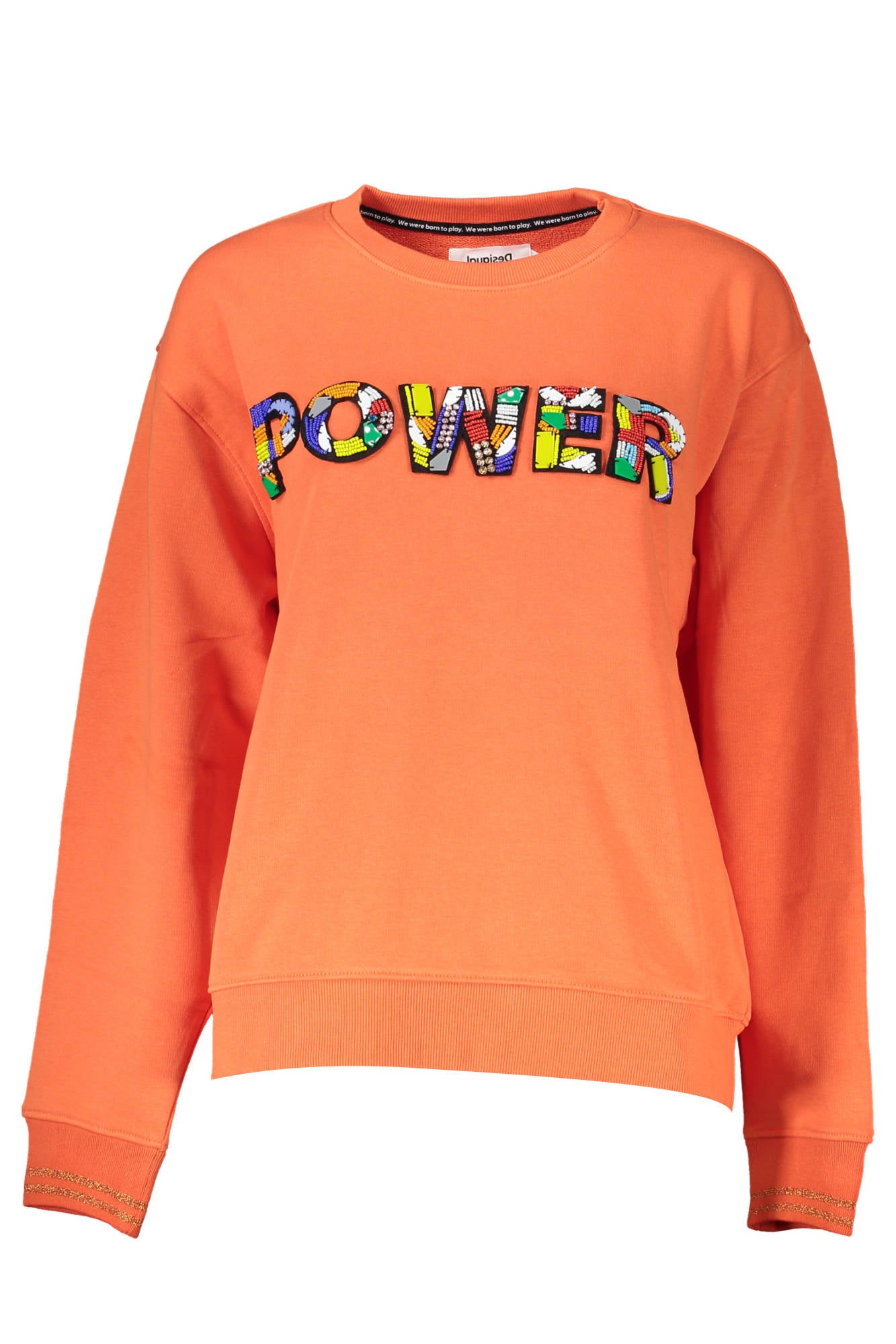 DESIGUAL Sweatshirt Damen Gelb – Rundhalsausschnitt mit Applikation für Frühjahr/Sommer Orange