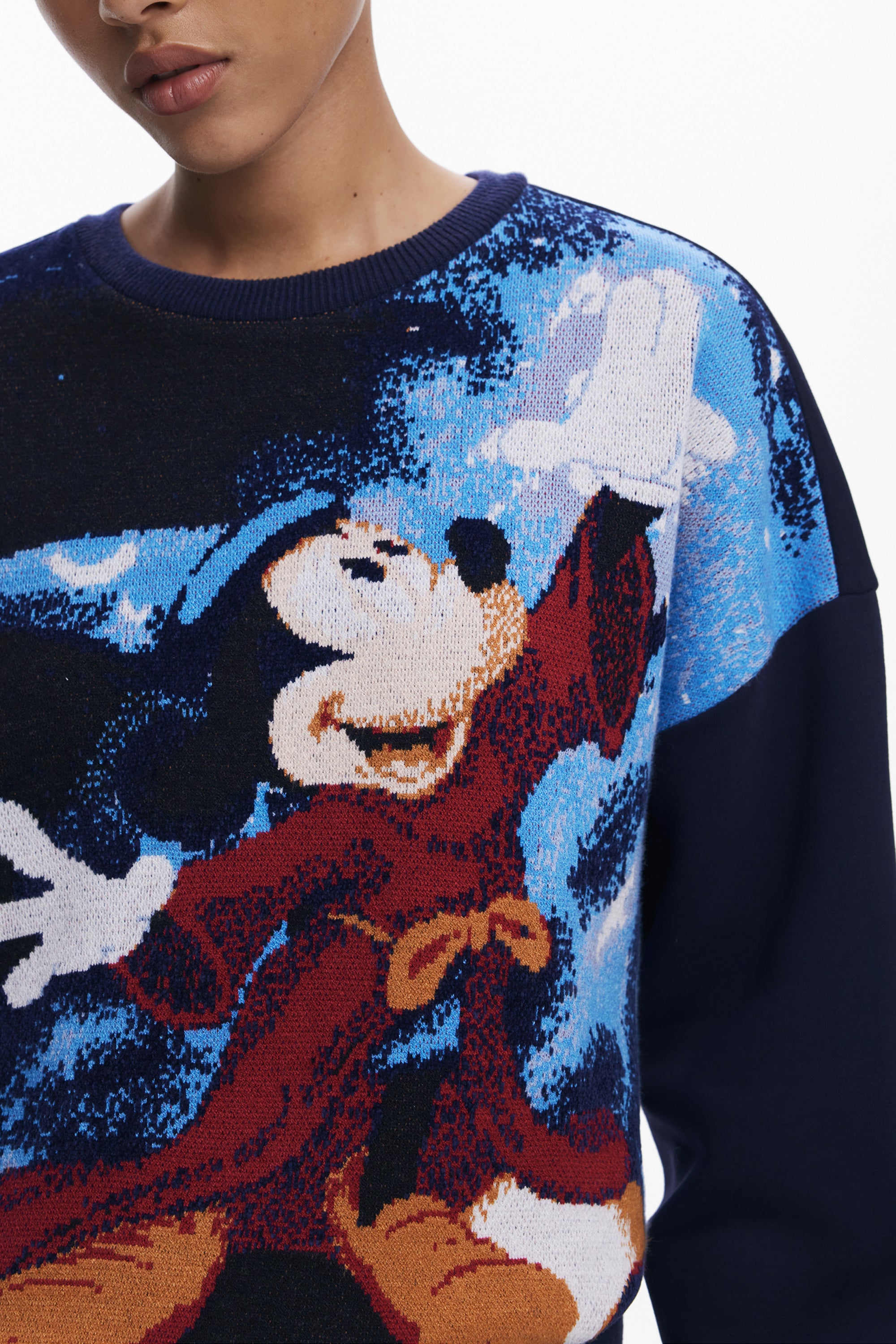 DESIGUAL Damen-Sweatshirt mit Reißverschluss Blau – Fantasy Mickey Print Blau
