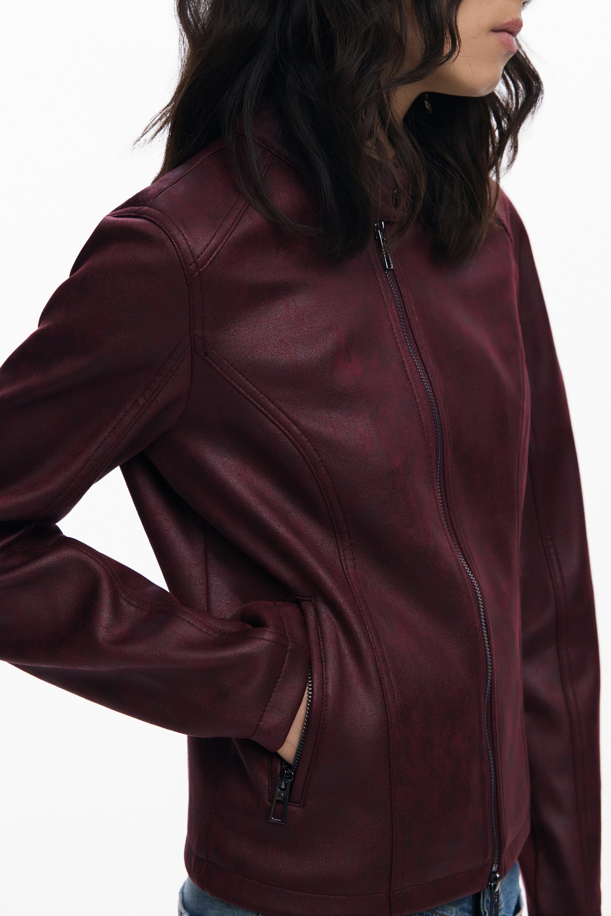 DESIGUAL Damen Jacke rot – Langarmjacke für Herbst/Winter mit Reißverschluss Rot