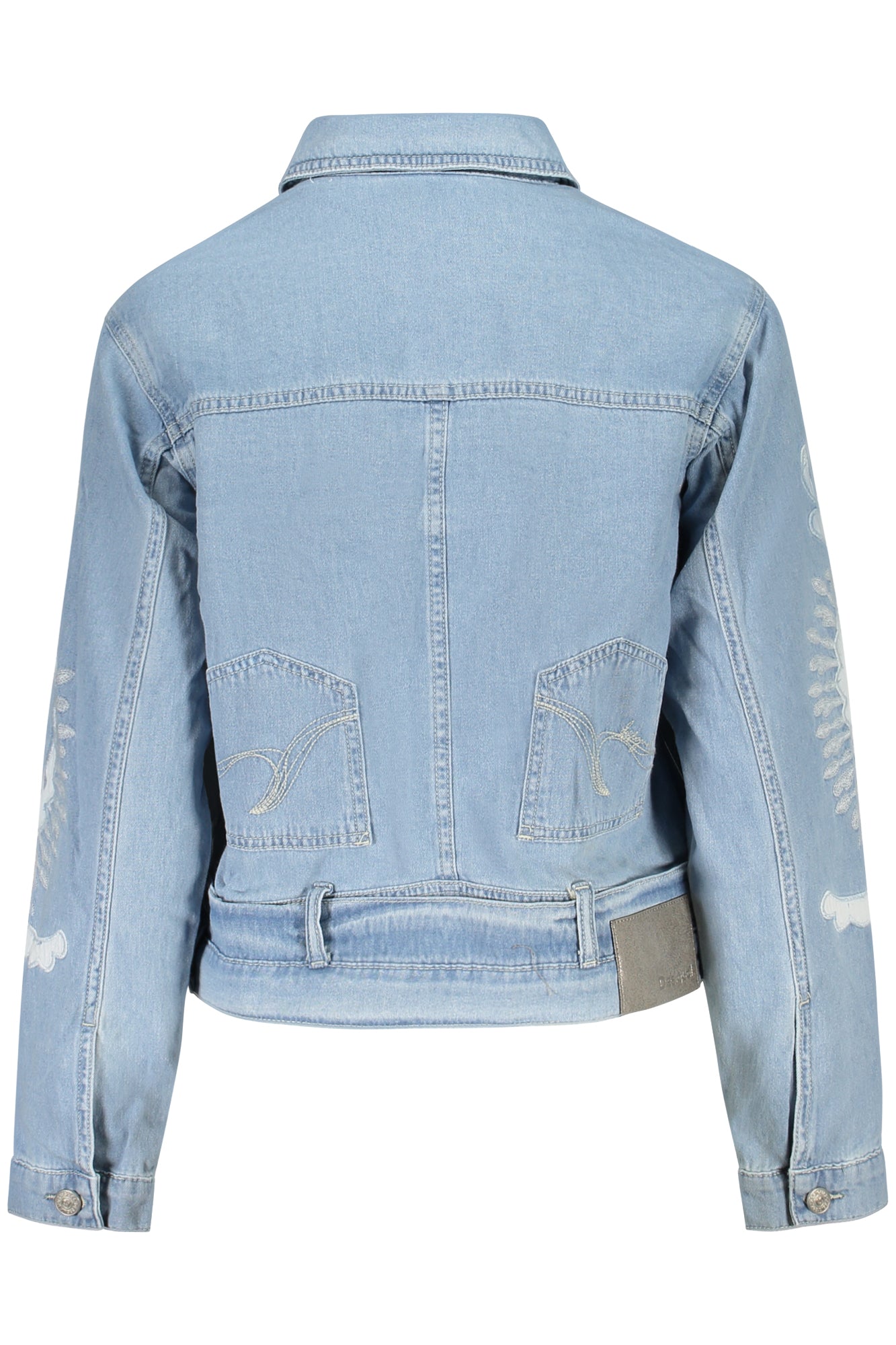 DESIGUAL Damen-Jeansjacke Blau – Mit Stickerei & Bordüre | Frühlingsjacke Hellblau
