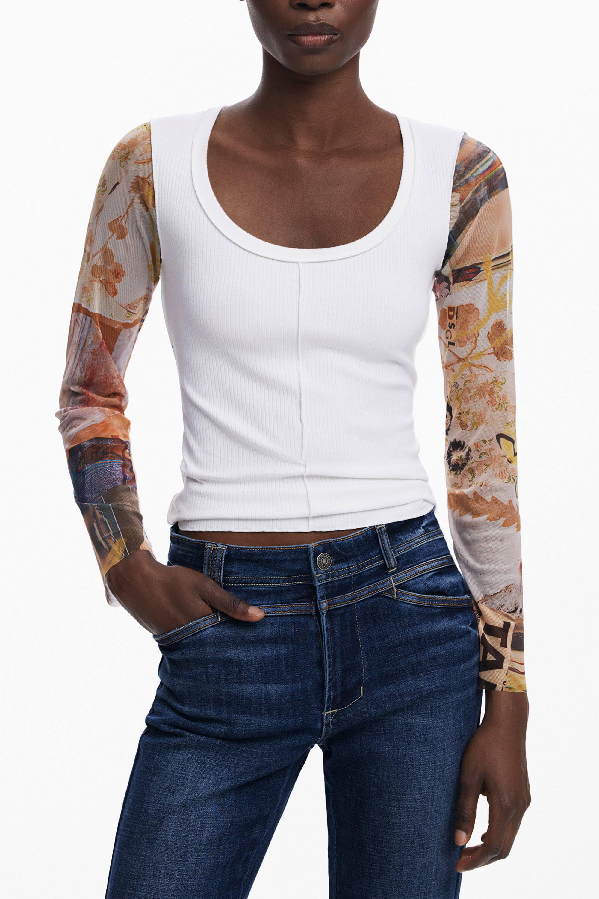 DESIGUAL DAMEN WEISSER PULLOVER