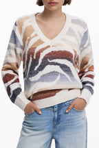 DESIGUAL WEISSER PULLOVER FÜR DAMEN