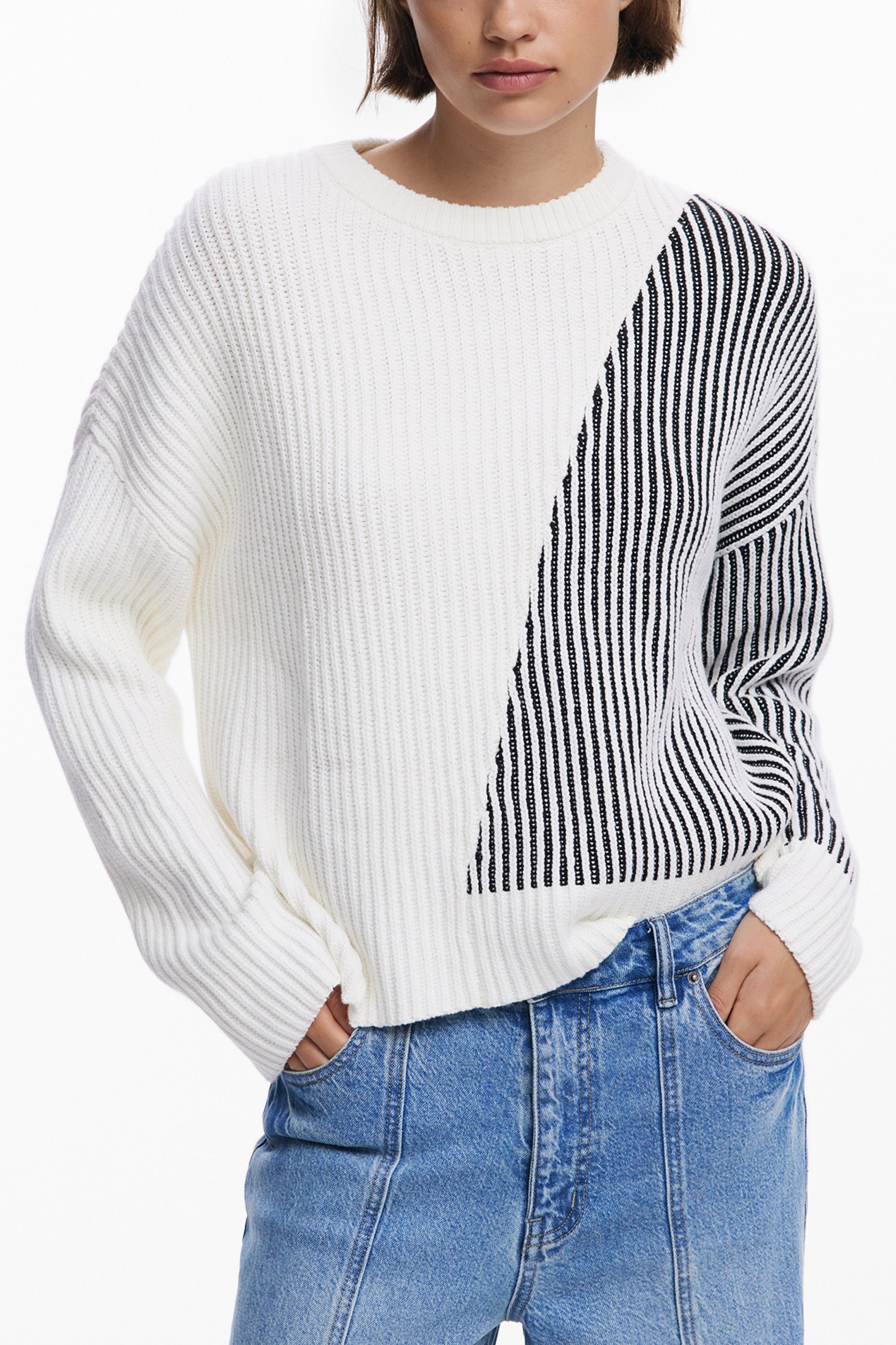 DESIGUAL DAMEN WEISSER PULLOVER