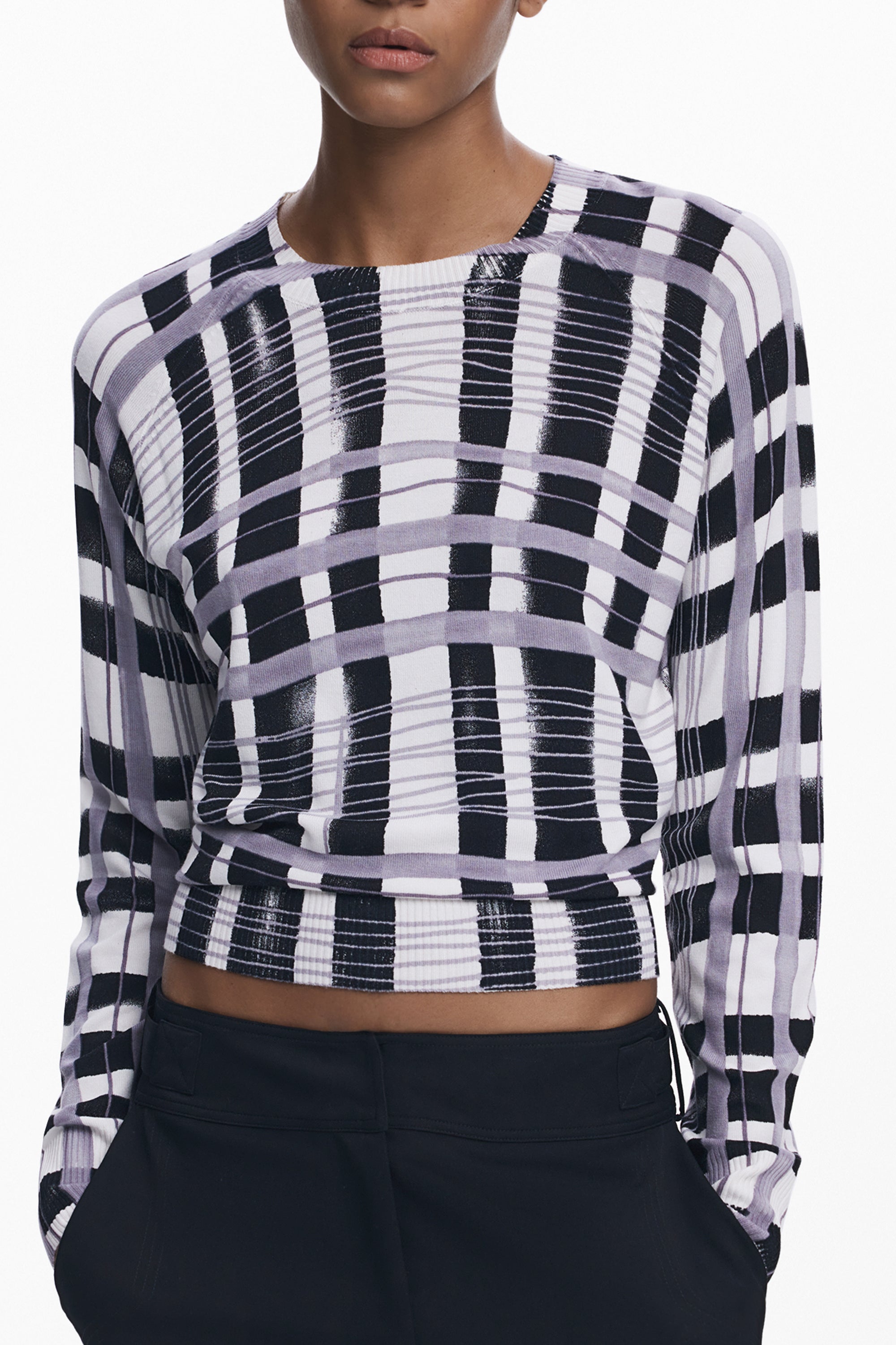 DESIGUAL Rosa Pullover Damen – Langärmelig mit Kontrastdetails | soulluna.de Weiß