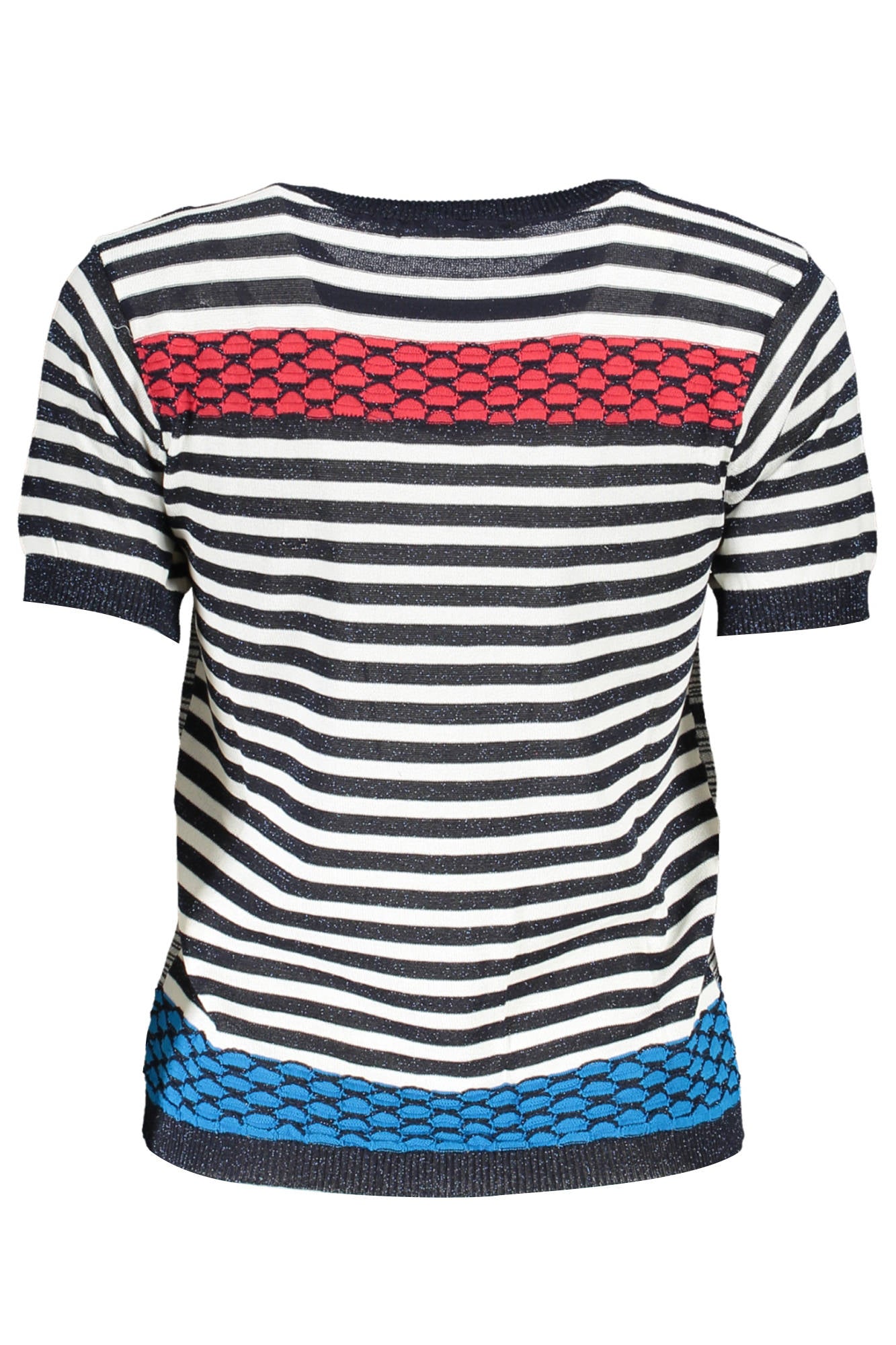 DESIGUAL Damen Pullover Blau – Kurzarm-Shirt mit Kontrastdetails für Frühjahr/Sommer Blau