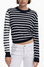 DESIGUAL Damen Pullover schwarz – Gestreifter Langarm-Pullover mit Stickerei Schwarz