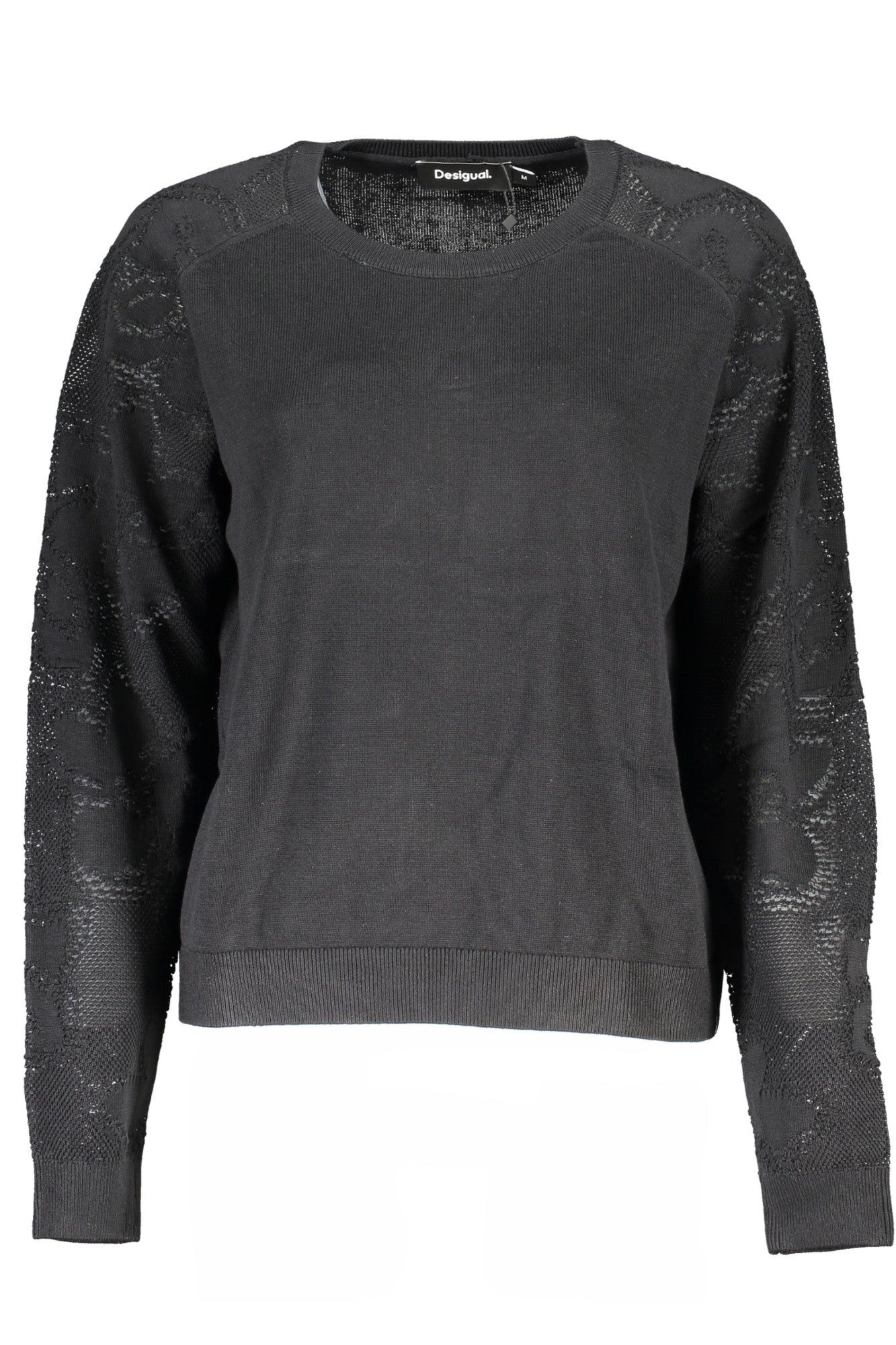 DESIGUAL Damenpullover schwarz – Langärmliger Rundhals-Pullover mit Kontrastdetails Schwarz