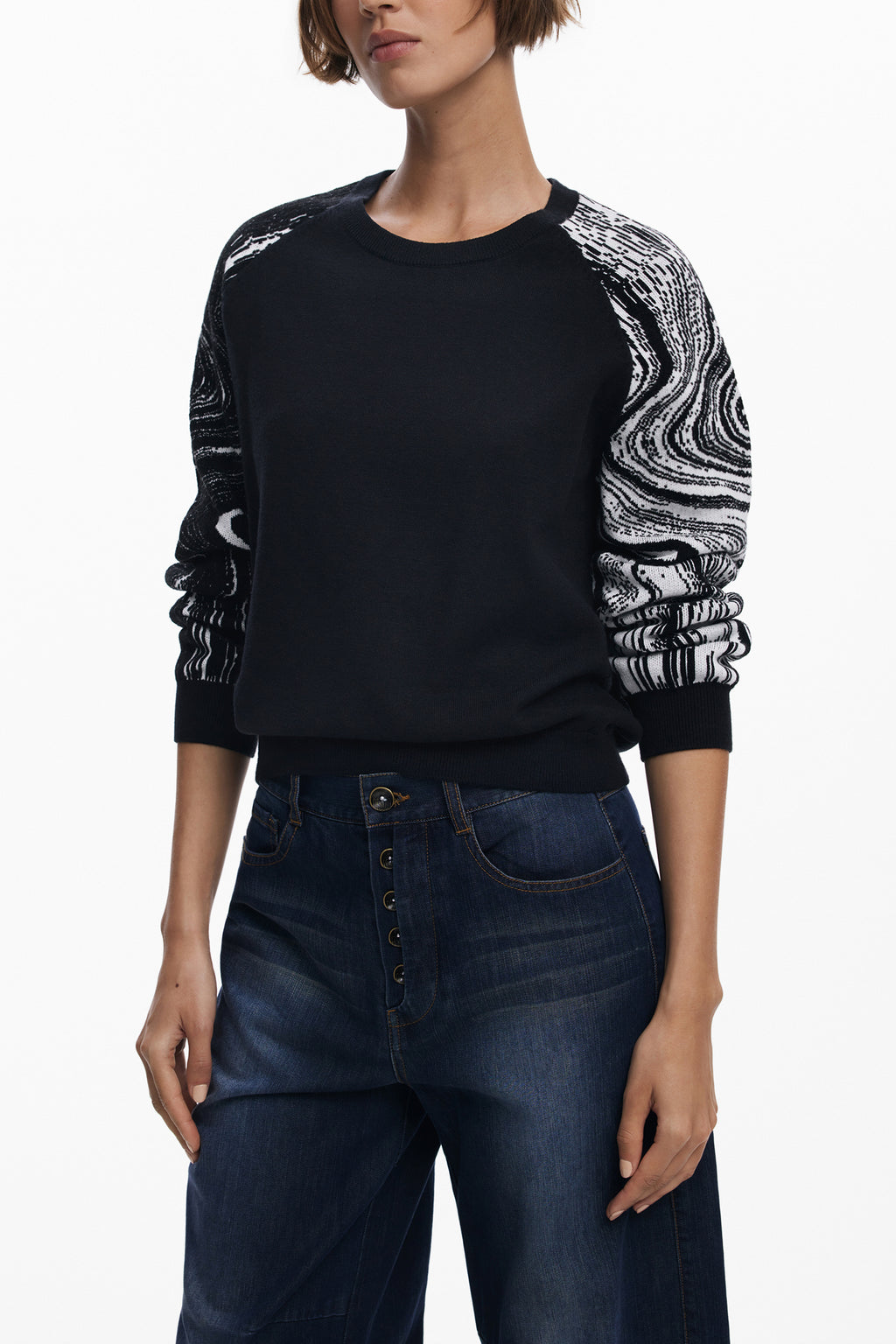 DESIGUAL DAMEN SCHWARZER PULLOVER