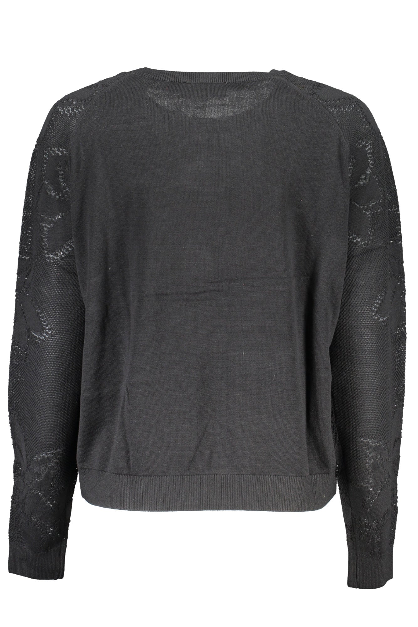 DESIGUAL Damenpullover schwarz – Langärmliger Rundhals-Pullover mit Kontrastdetails Schwarz
