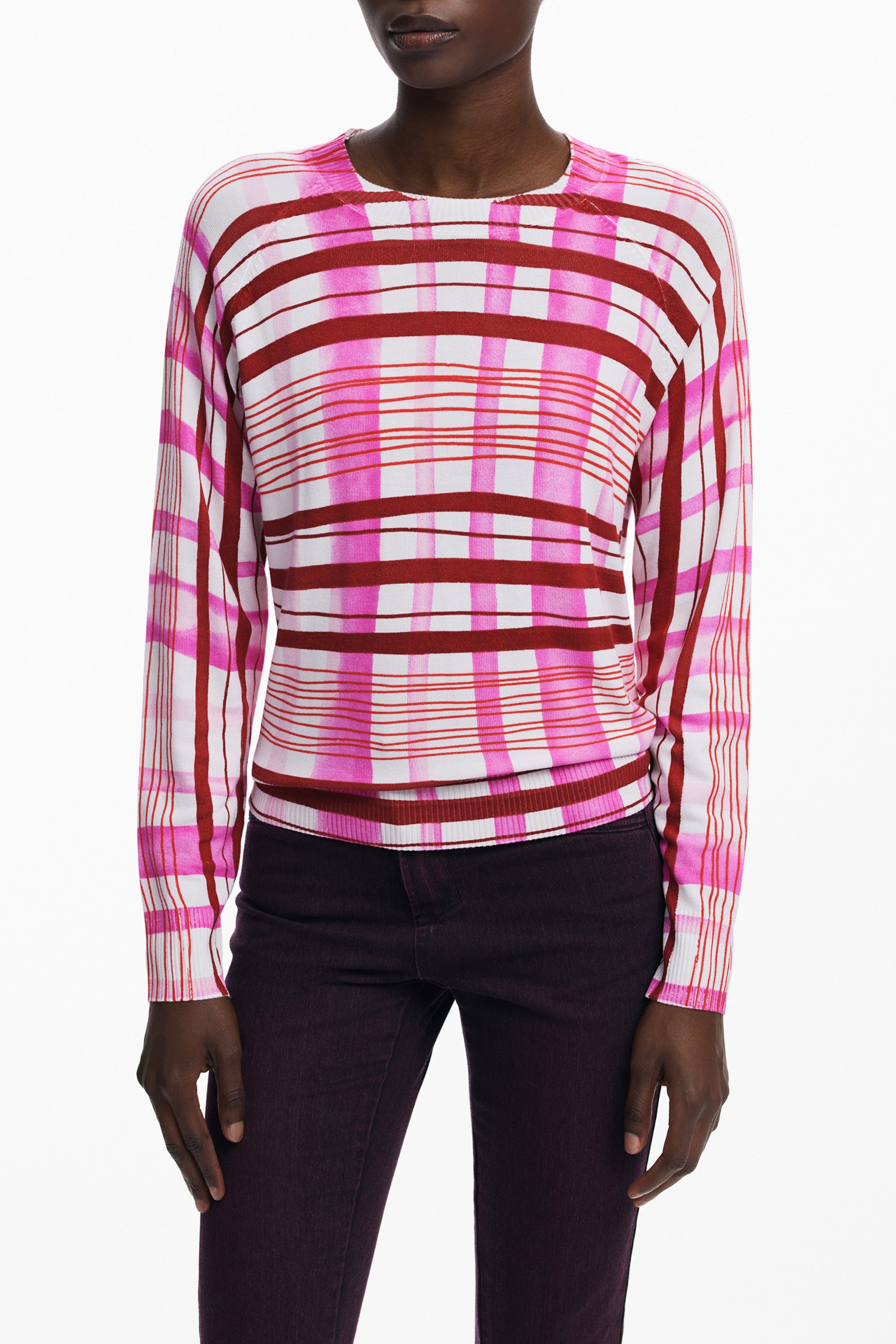 DESIGUAL Rosa Pullover Damen – Langärmelig mit Kontrastdetails | soulluna.de Rosa
