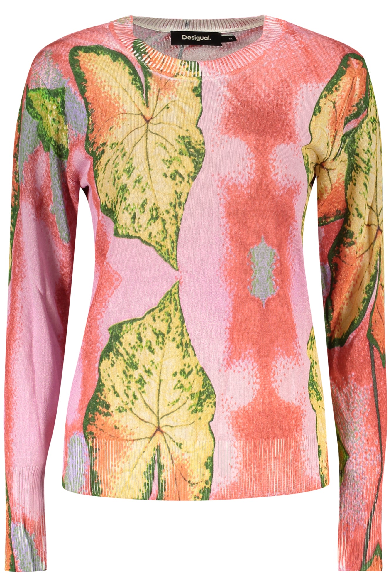 DESIGUAL Damen-Puff in Rosa – Langärmliges T-Shirt mit Blattmuster für Frühjahr/Sommer Rosa Hauptbild