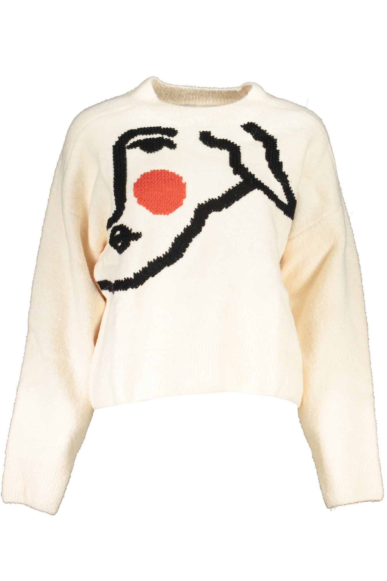 DESIGUAL Damenpullover weiß – Langärmliger Strickpullover mit Stickerei für Herbst/Winter Weiß