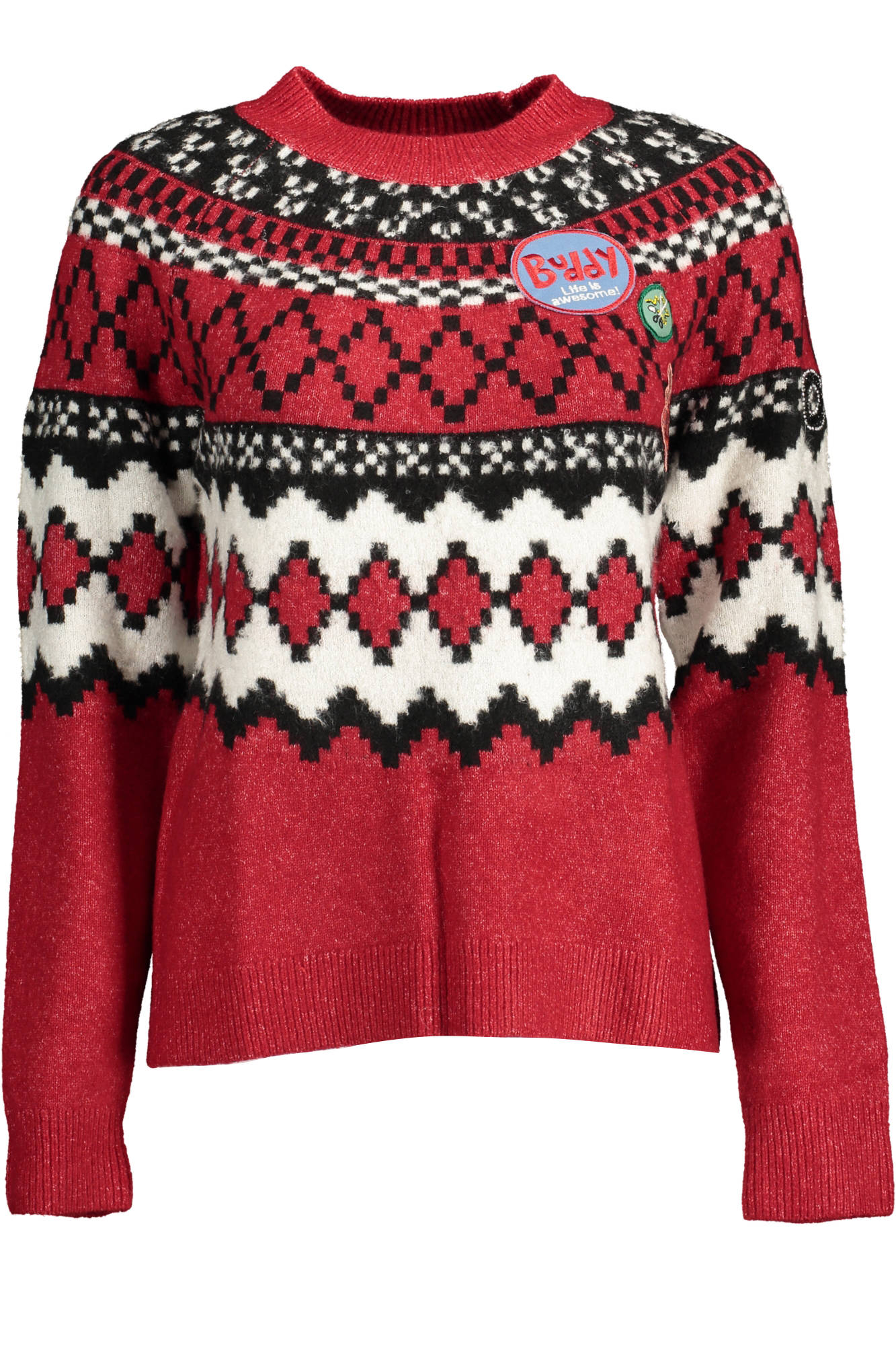 DESIGUAL Pullover Damen Rot – Langarm mit Applikationen für Herbst/Winter | soulluna.de Rot