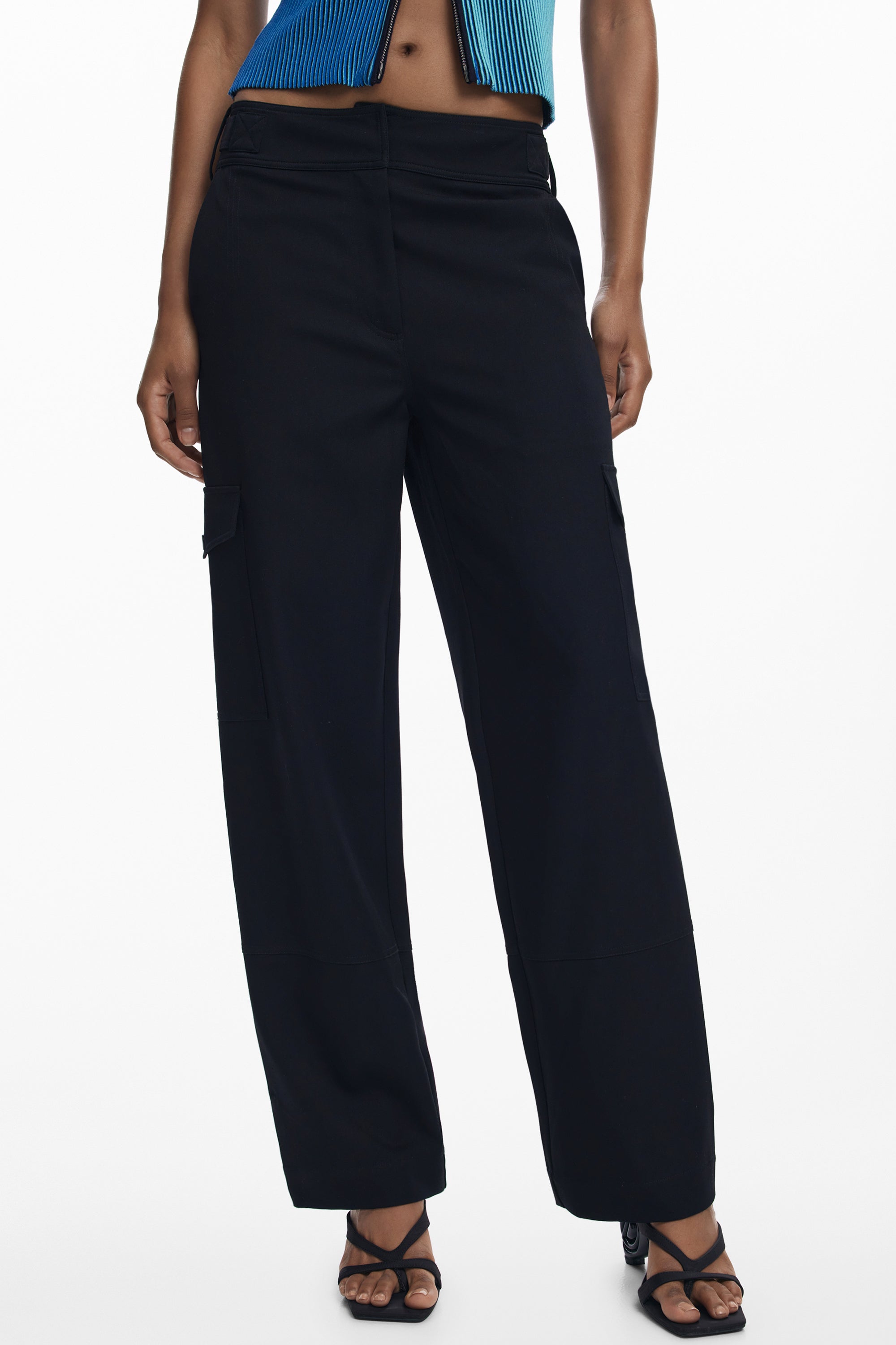 DESIGUAL Damen Hose schwarz – Palazzo-Hose mit Seitentaschen für Herbst/Winter Schwarz Hauptbild