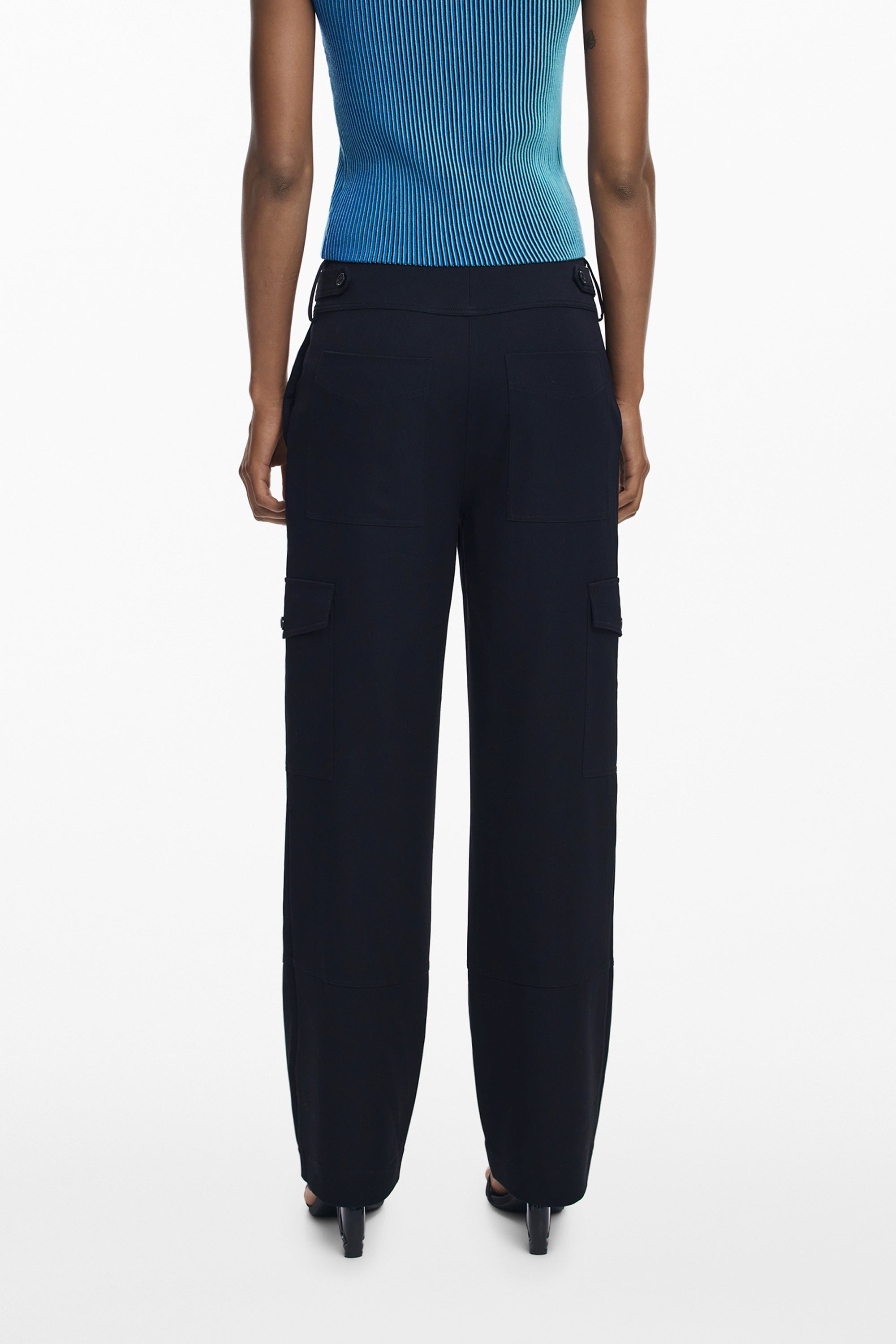DESIGUAL Damen Hose schwarz – Palazzo-Hose mit Seitentaschen für Herbst/Winter Schwarz