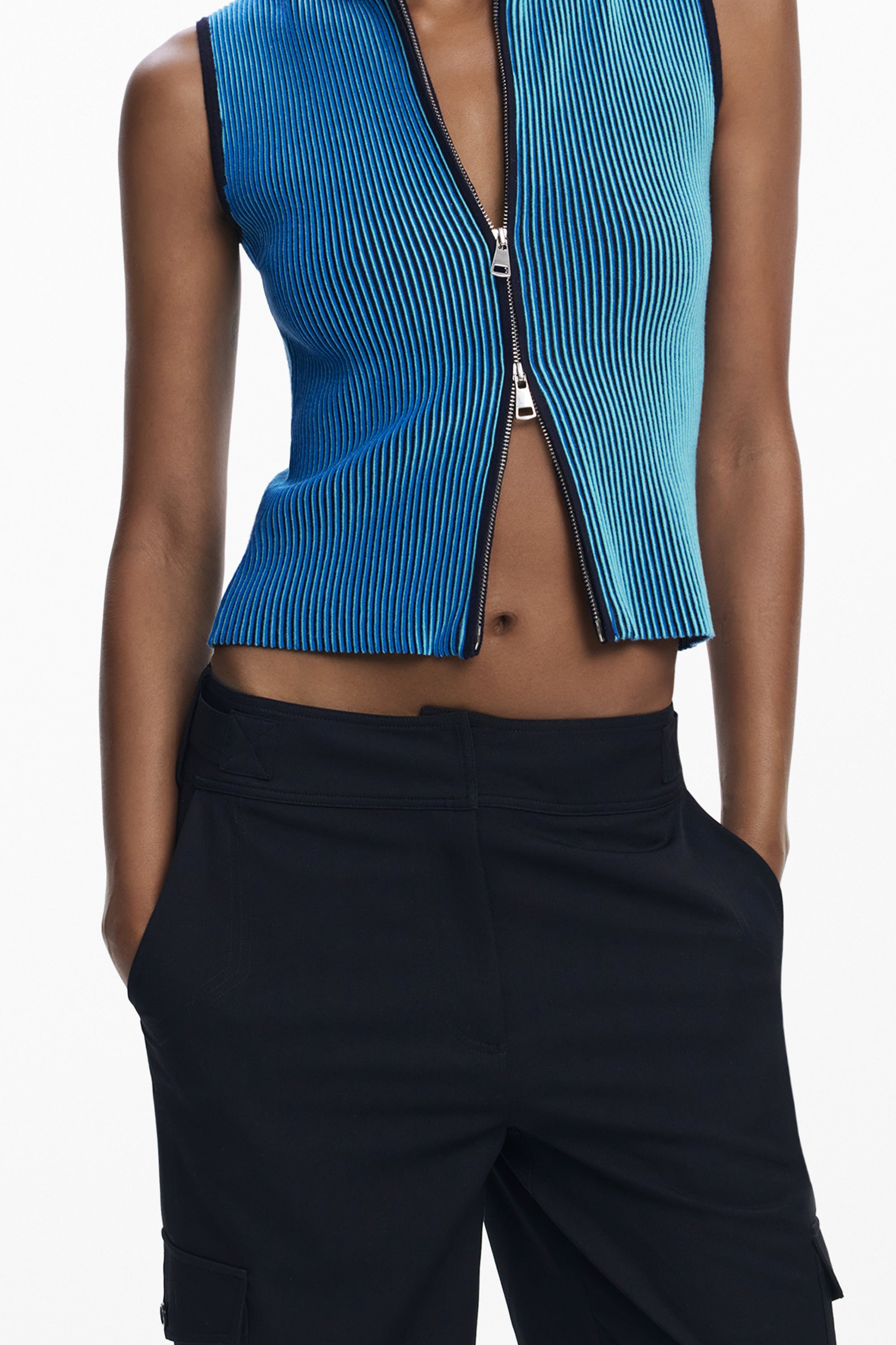 DESIGUAL Damen Hose schwarz – Palazzo-Hose mit Seitentaschen für Herbst/Winter Schwarz