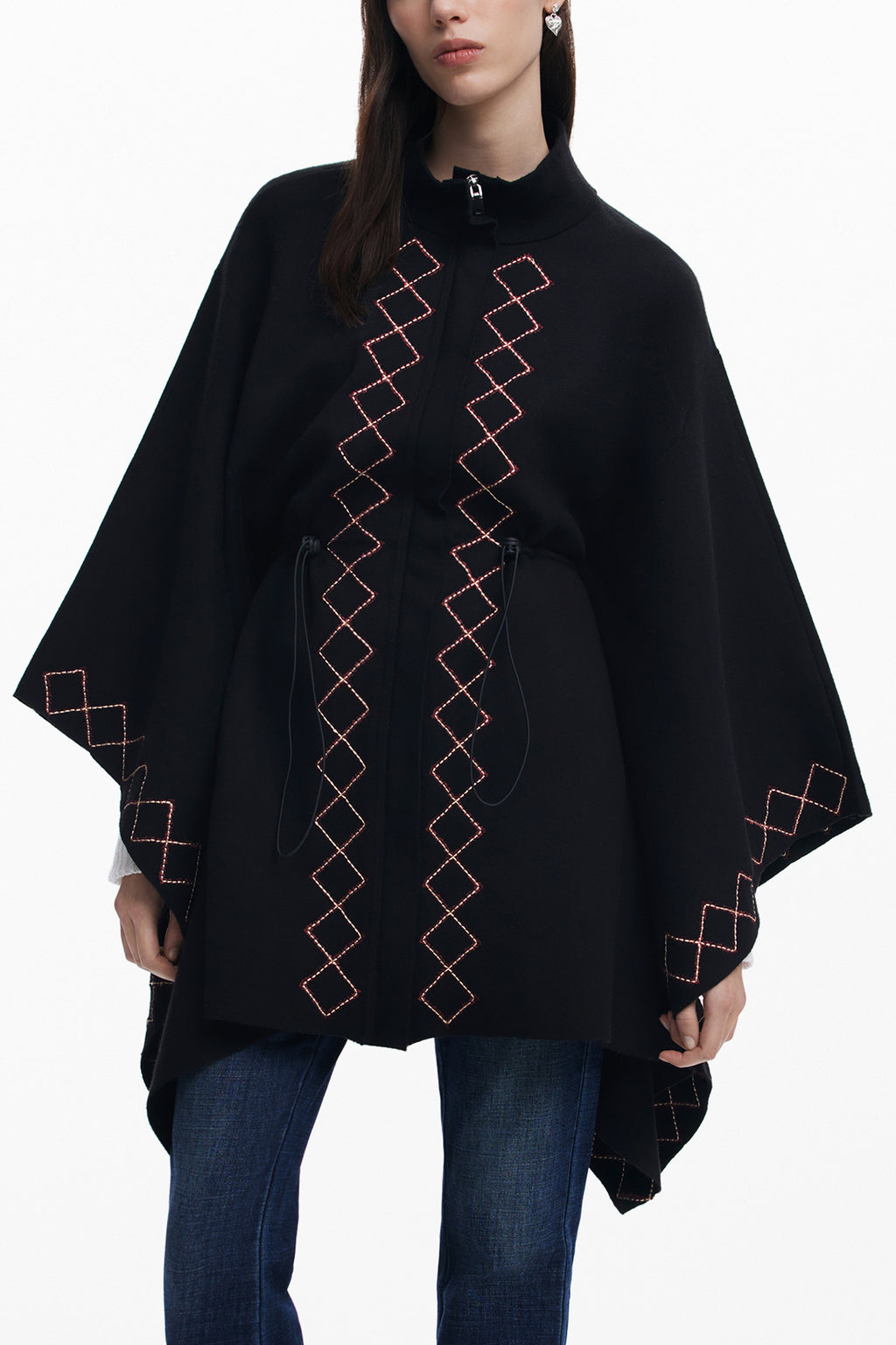 DESIGUAL PONCHO DAMEN SCHWARZ