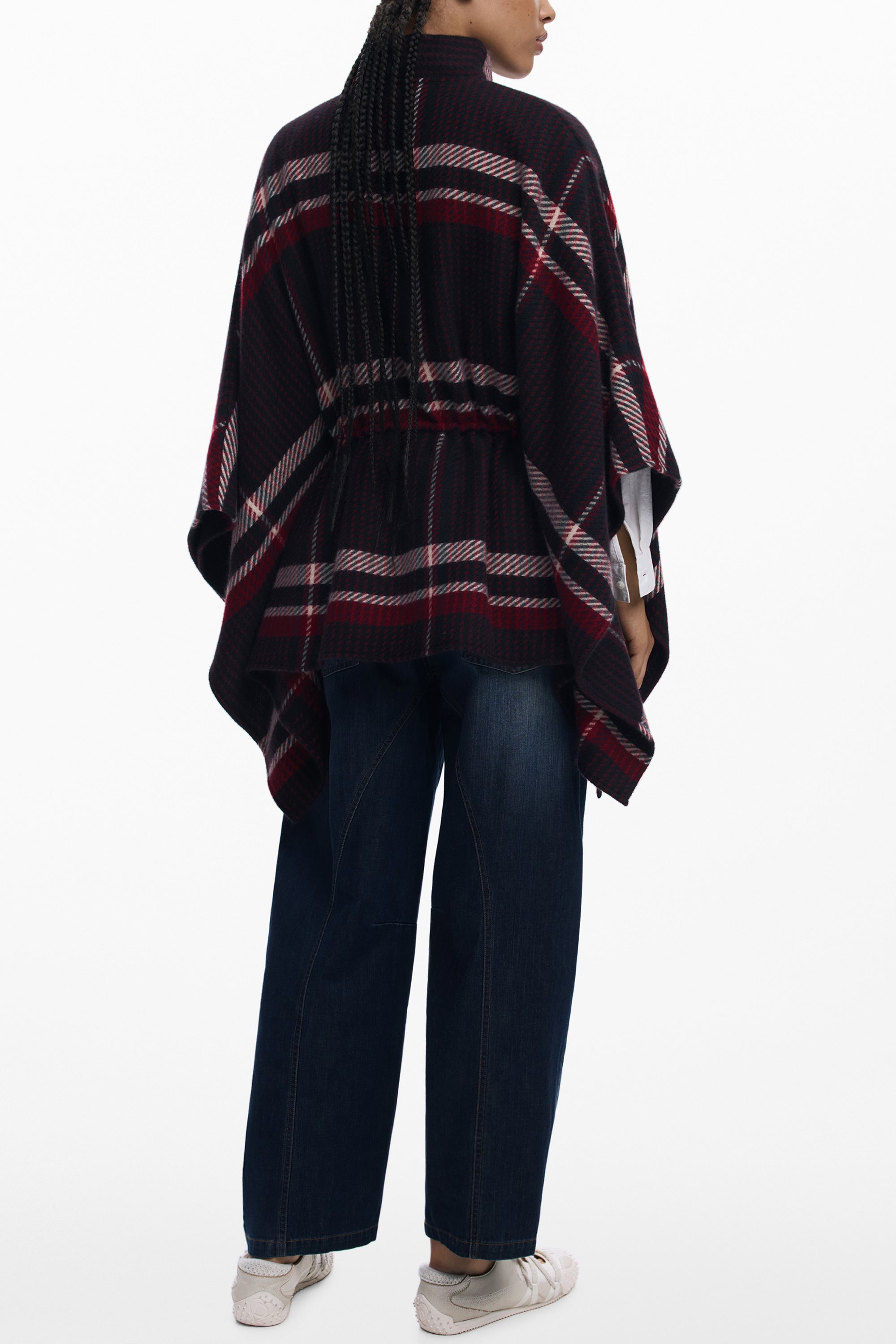 DESIGUAL Poncho Damen Schwarz – Aldama-Karos Design mit Reißverschluss | soulluna.de Schwarz