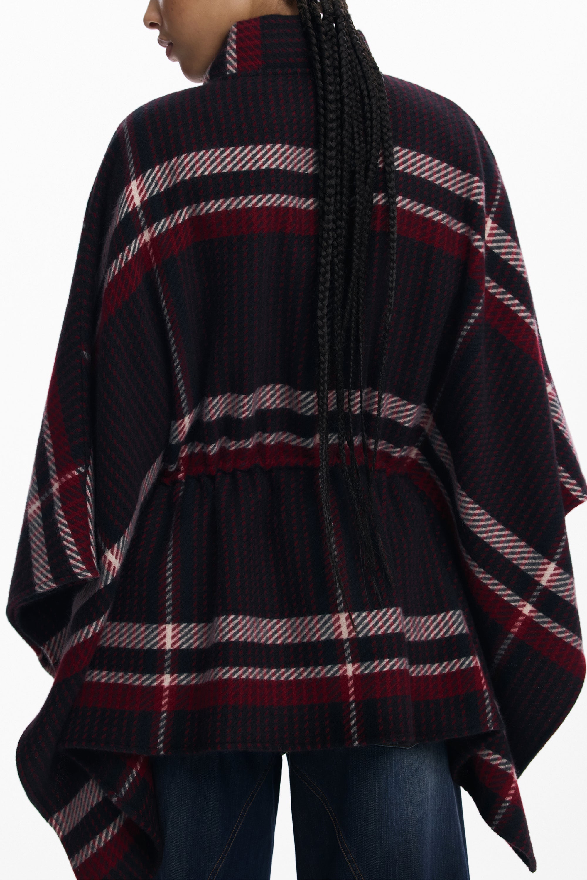 DESIGUAL Poncho Damen Schwarz – Aldama-Karos Design mit Reißverschluss | soulluna.de Schwarz