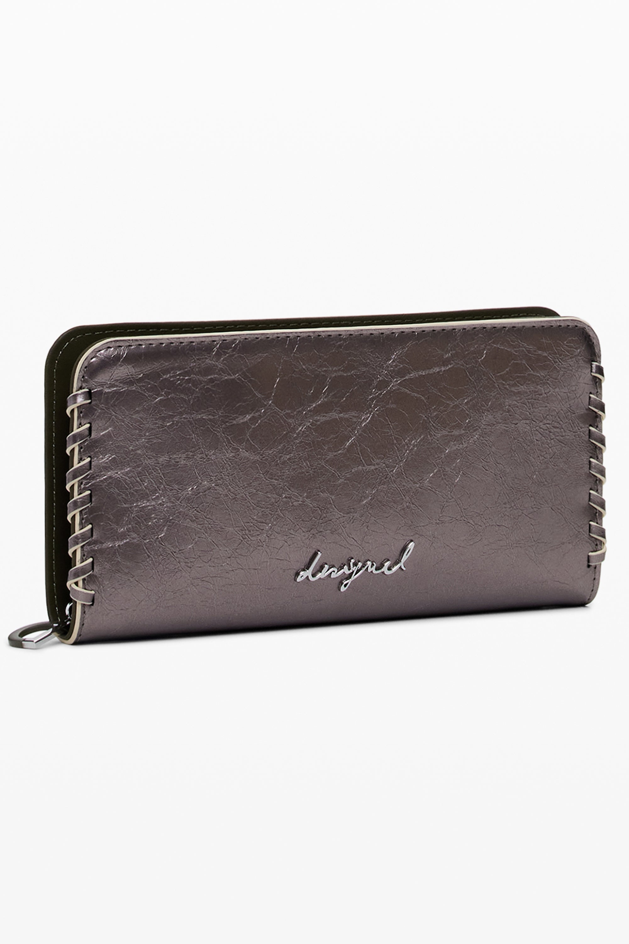 DESIGUAL Damen Brieftasche Bronze – Kompakte Geldbörse mit Reißverschluss für Herbst/Winter Bronze
