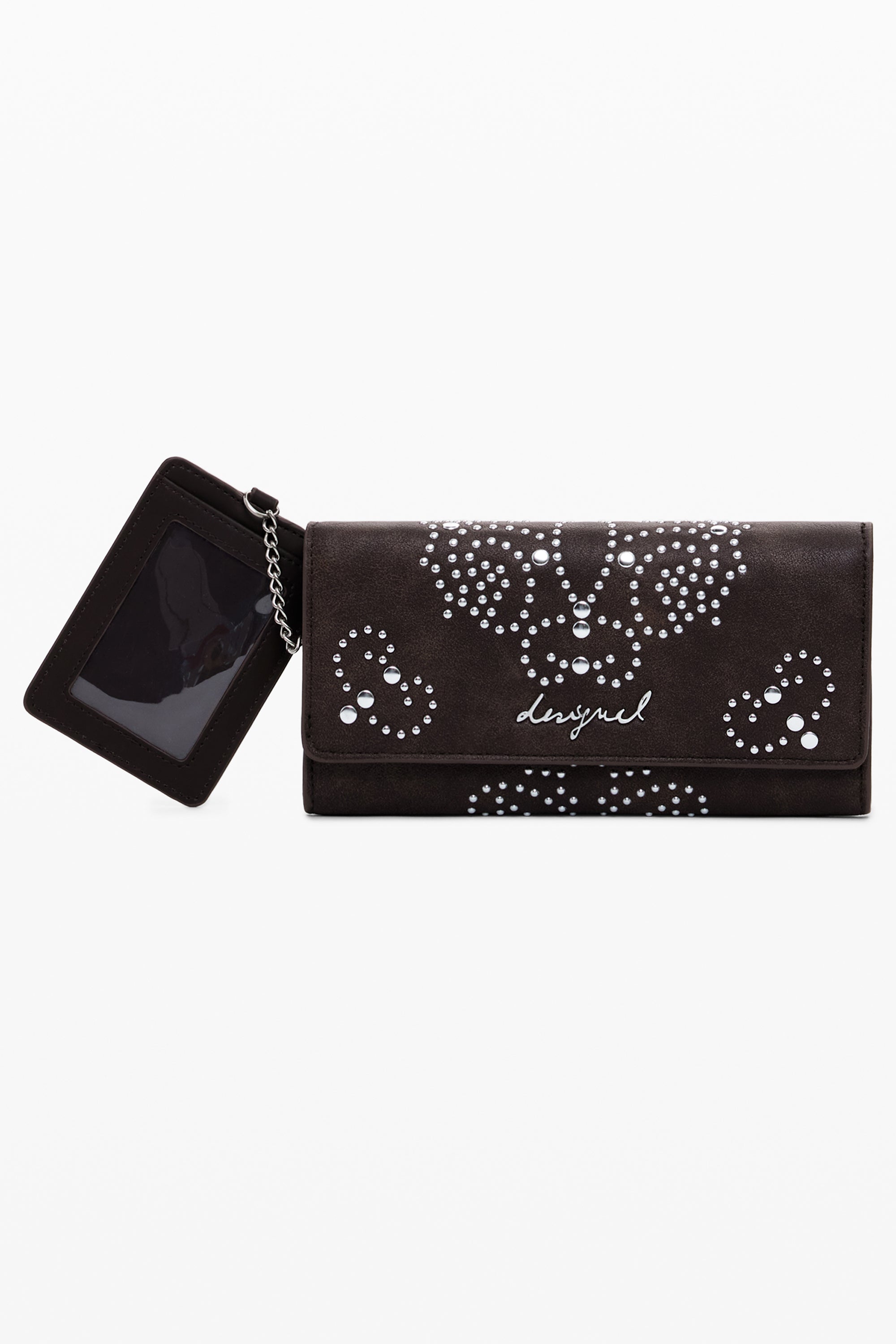 DESIGUAL Damen Geldbörse Braun – Mariona Poker Face mit Münzfach und Reißverschluss Braun