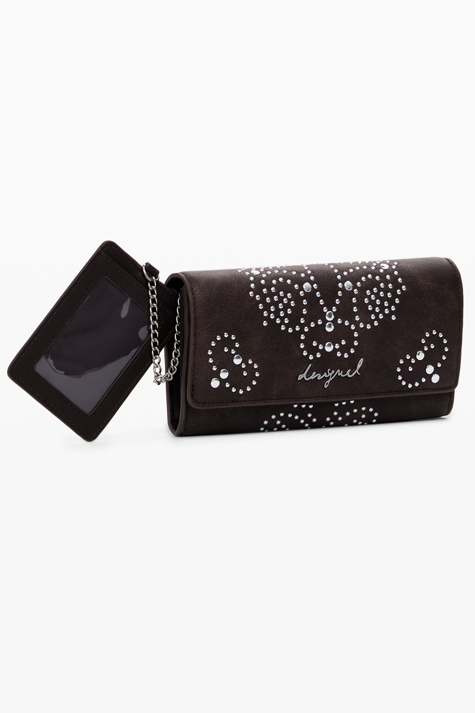 DESIGUAL Damen Geldbörse Braun – Mariona Poker Face mit Münzfach und Reißverschluss Braun