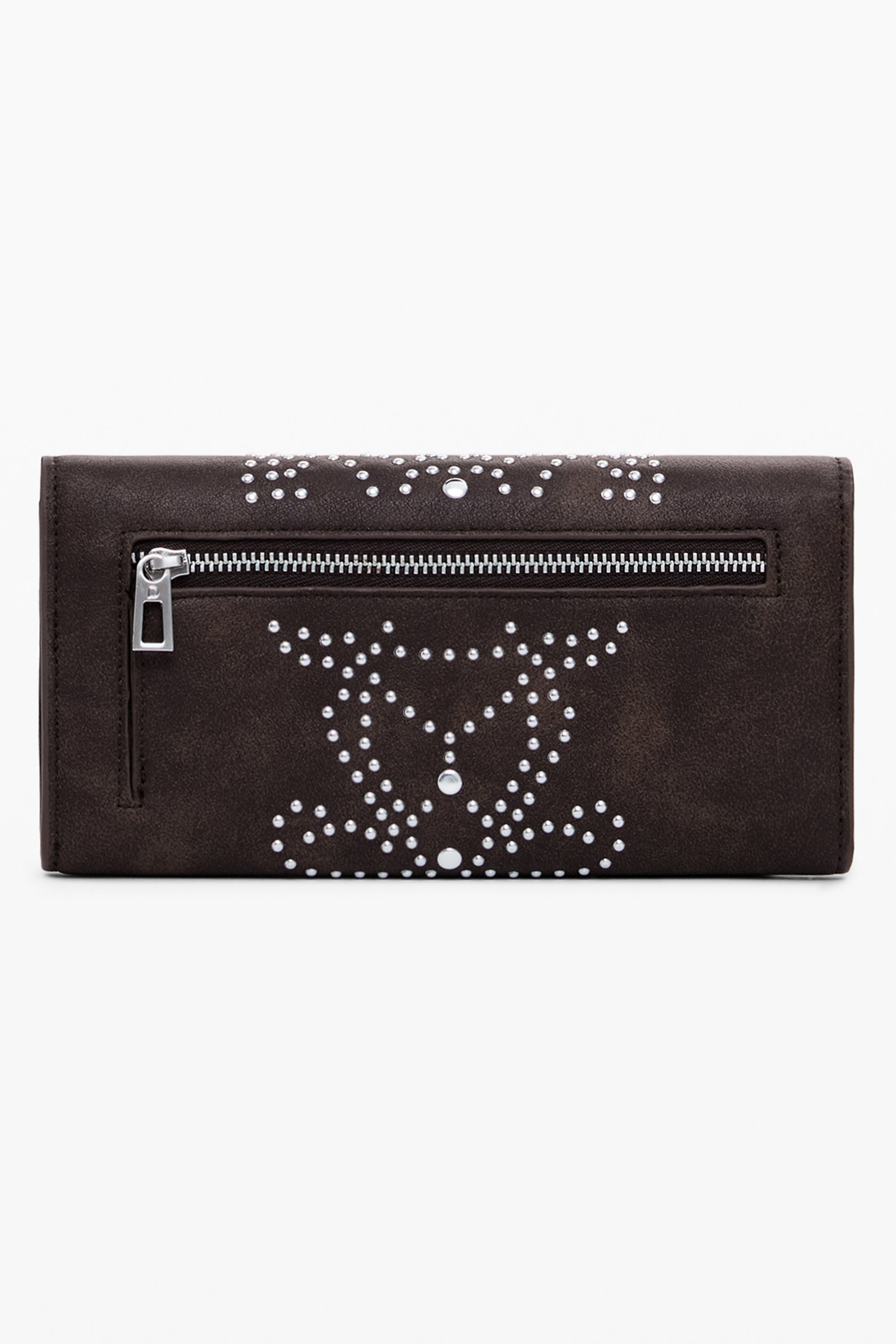 DESIGUAL Damen Geldbörse Braun – Mariona Poker Face mit Münzfach und Reißverschluss Braun