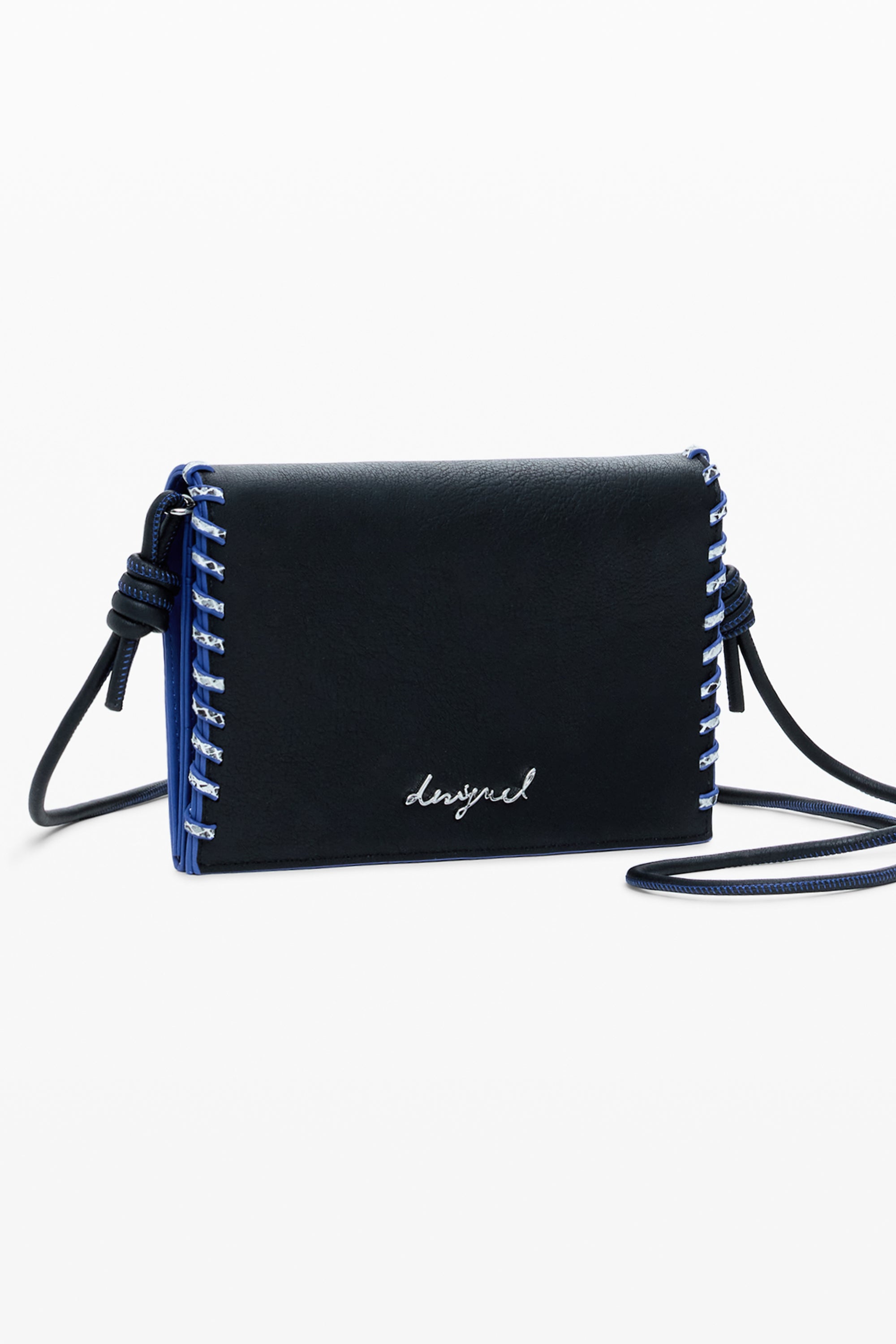 DESIGUAL Damen Brieftasche schwarz – Mit abnehmbarem Schultergurt und Münzfach Schwarz