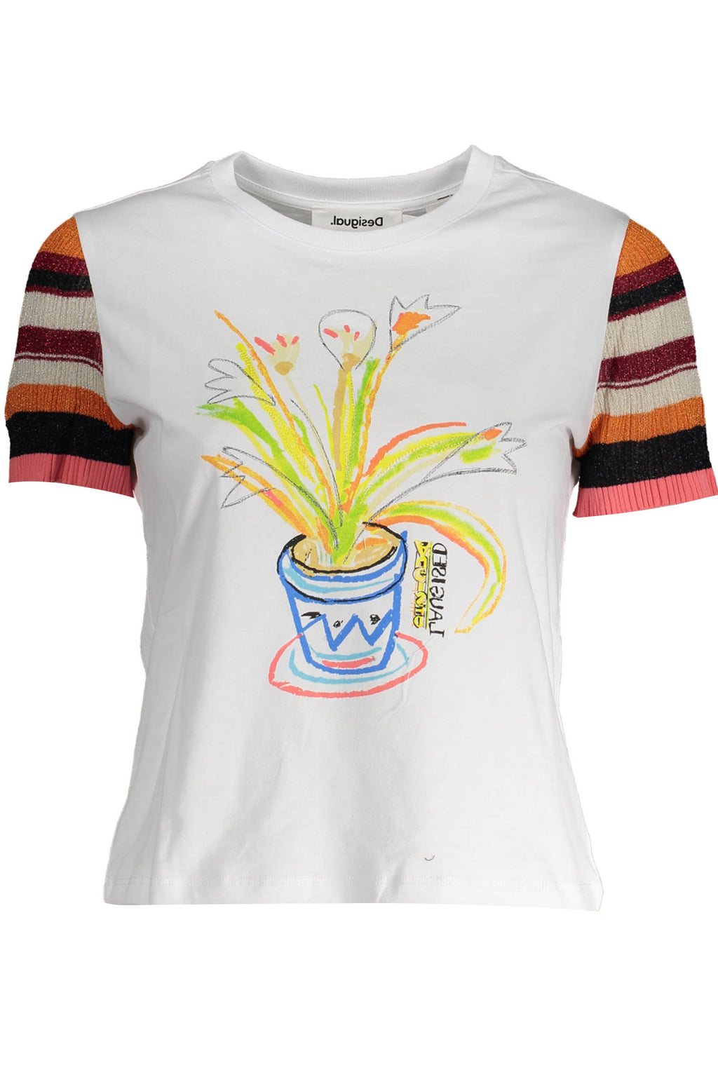 DESIGUAL KURZARM-T-SHIRT DAMEN WEISS