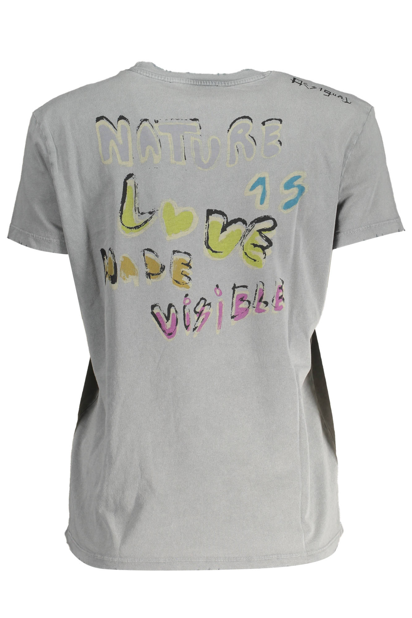 DESIGUAL Kurzarm-T-Shirt Damen Grau – Logo-Print aus Baumwolle | soulluna.de Grau