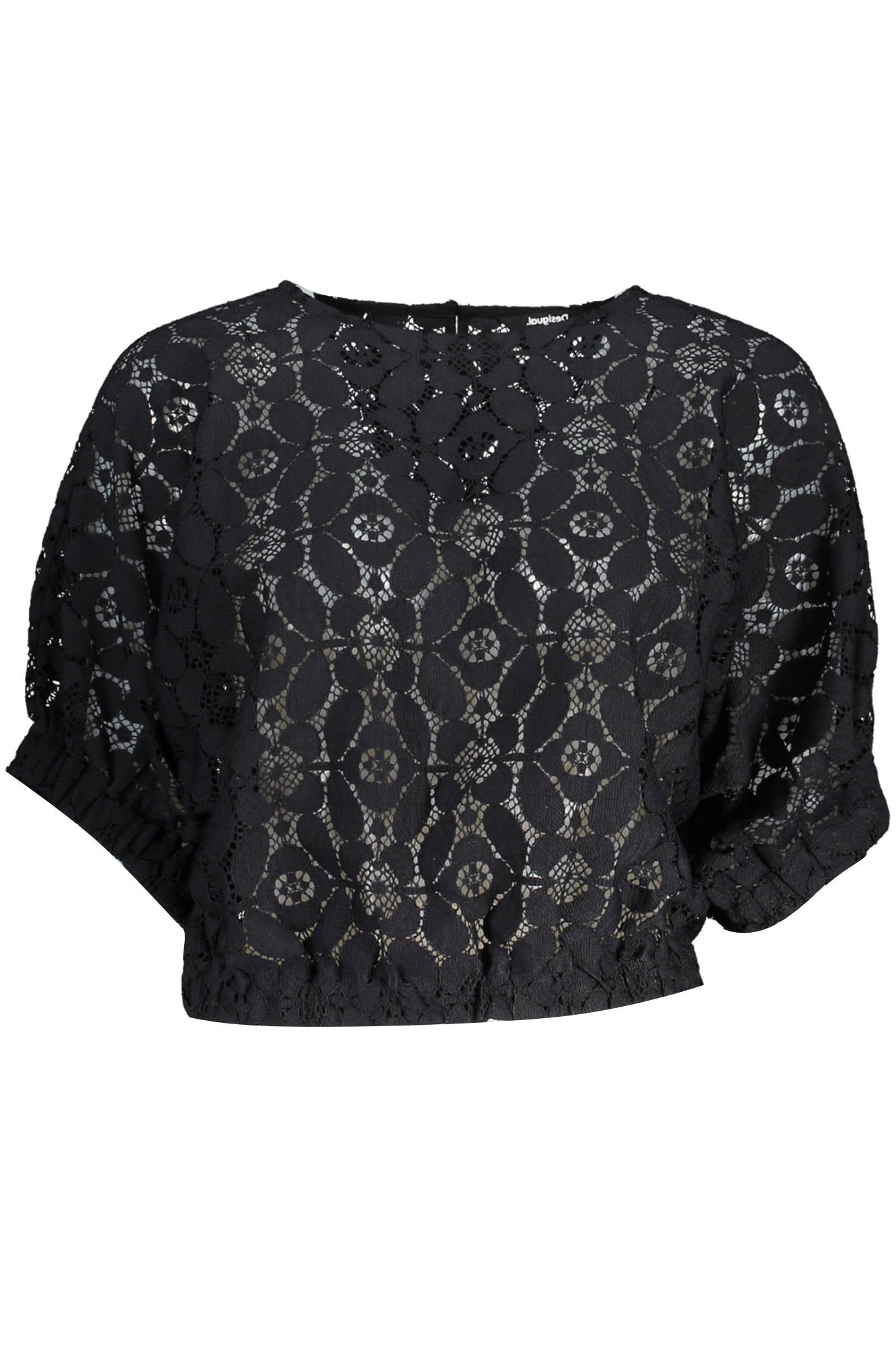 DESIGUAL Kurzarm-T-Shirt Damen – Schwarz mit Fledermausärmeln | soulluna.de Schwarz