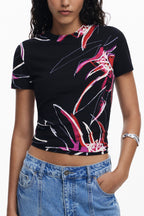 DESIGUAL DAMEN KURZARM T-SHIRT SCHWARZ