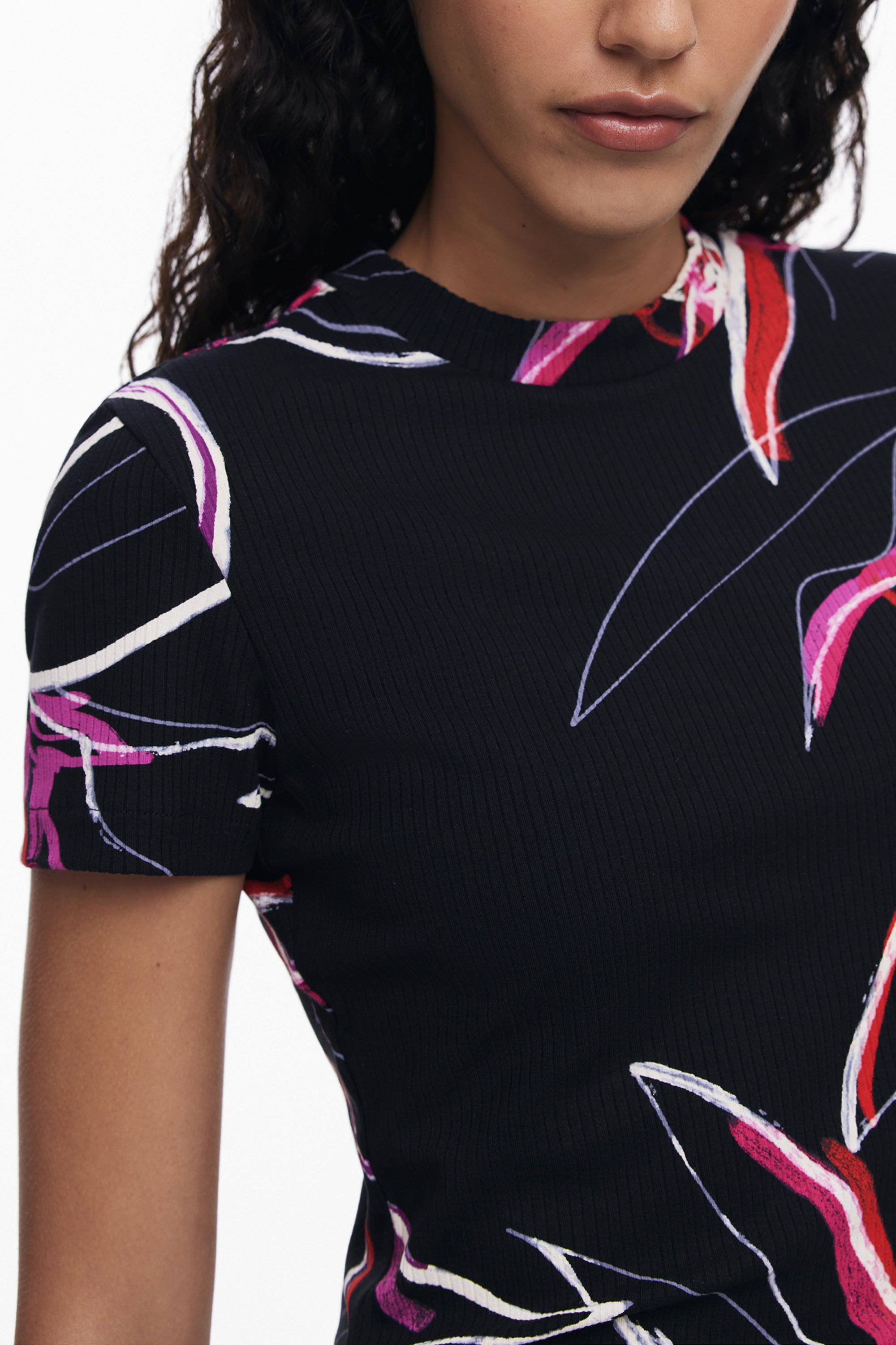 DESIGUAL DAMEN KURZARM T-SHIRT SCHWARZ