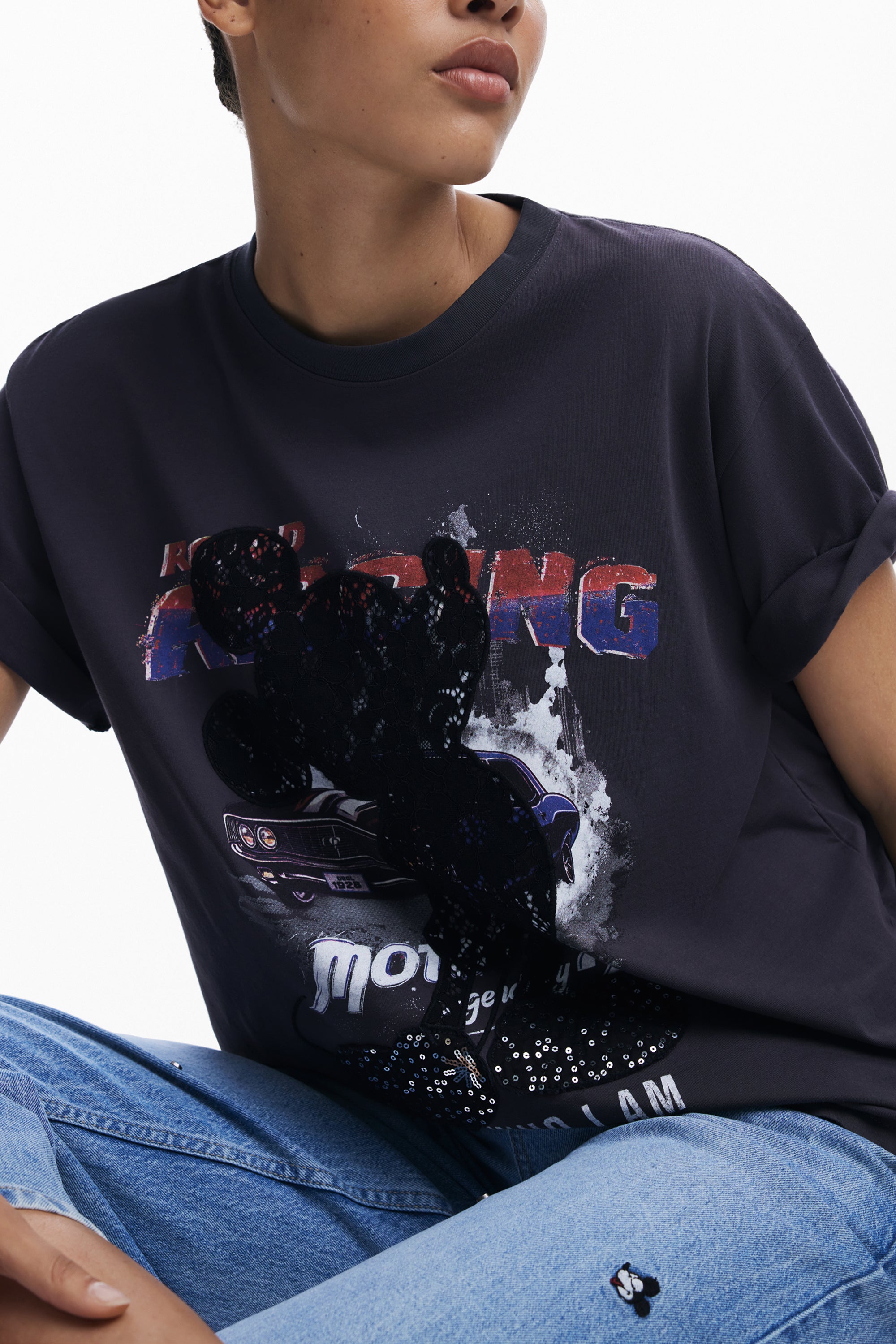 DESIGUAL DAMEN KURZARM T-SHIRT SCHWARZ