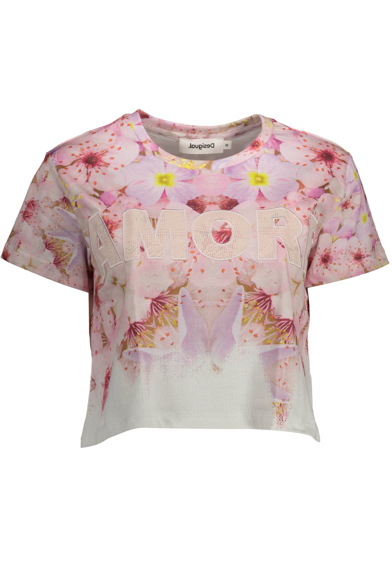 DESIGUAL Kurzarm-T-Shirt Damen – Rosa mit Stickerei | Frühjahr/Sommer Rosa