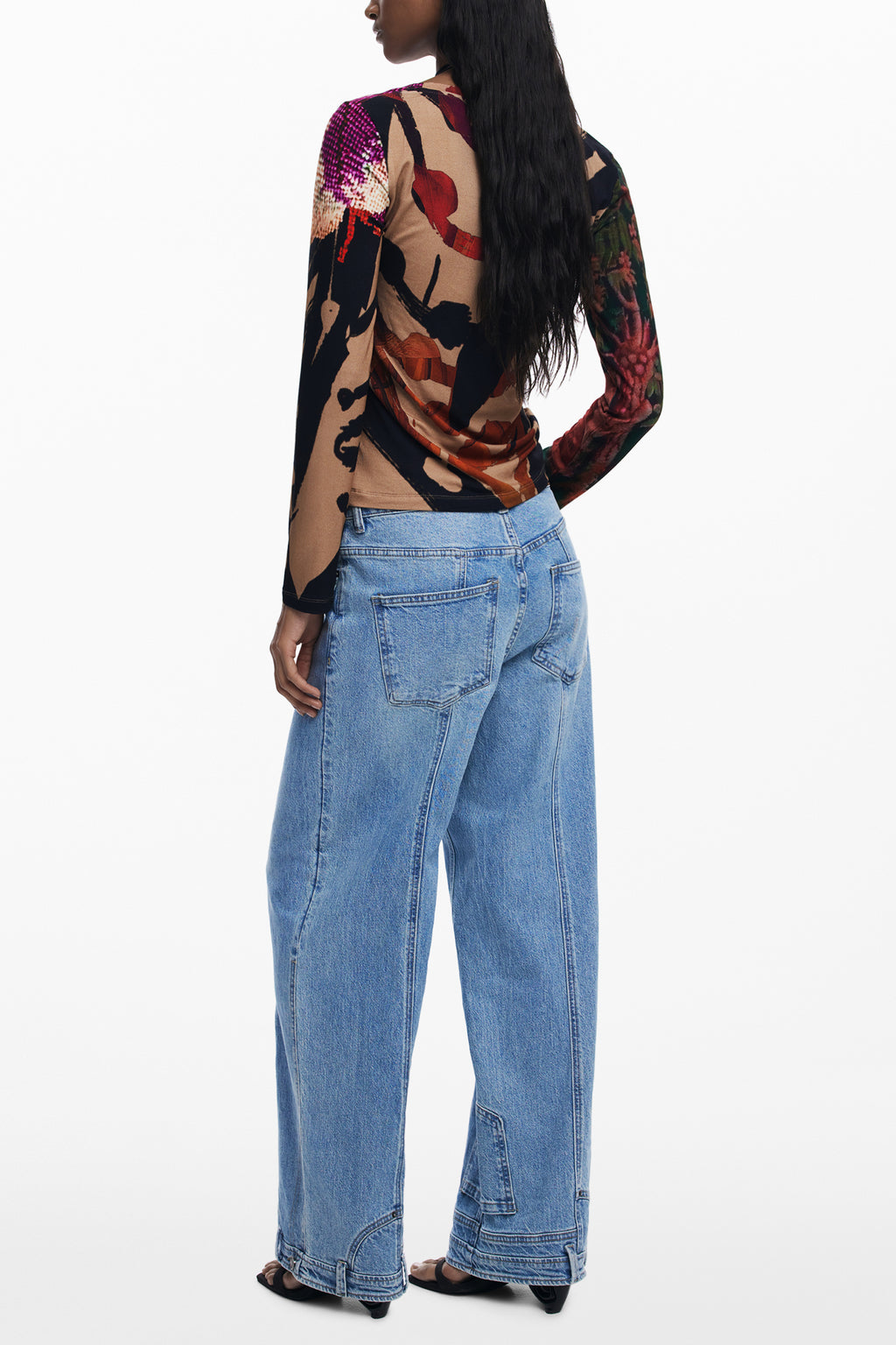 DESIGUAL DAMEN LANGARM-T-SHIRT, BRAUN