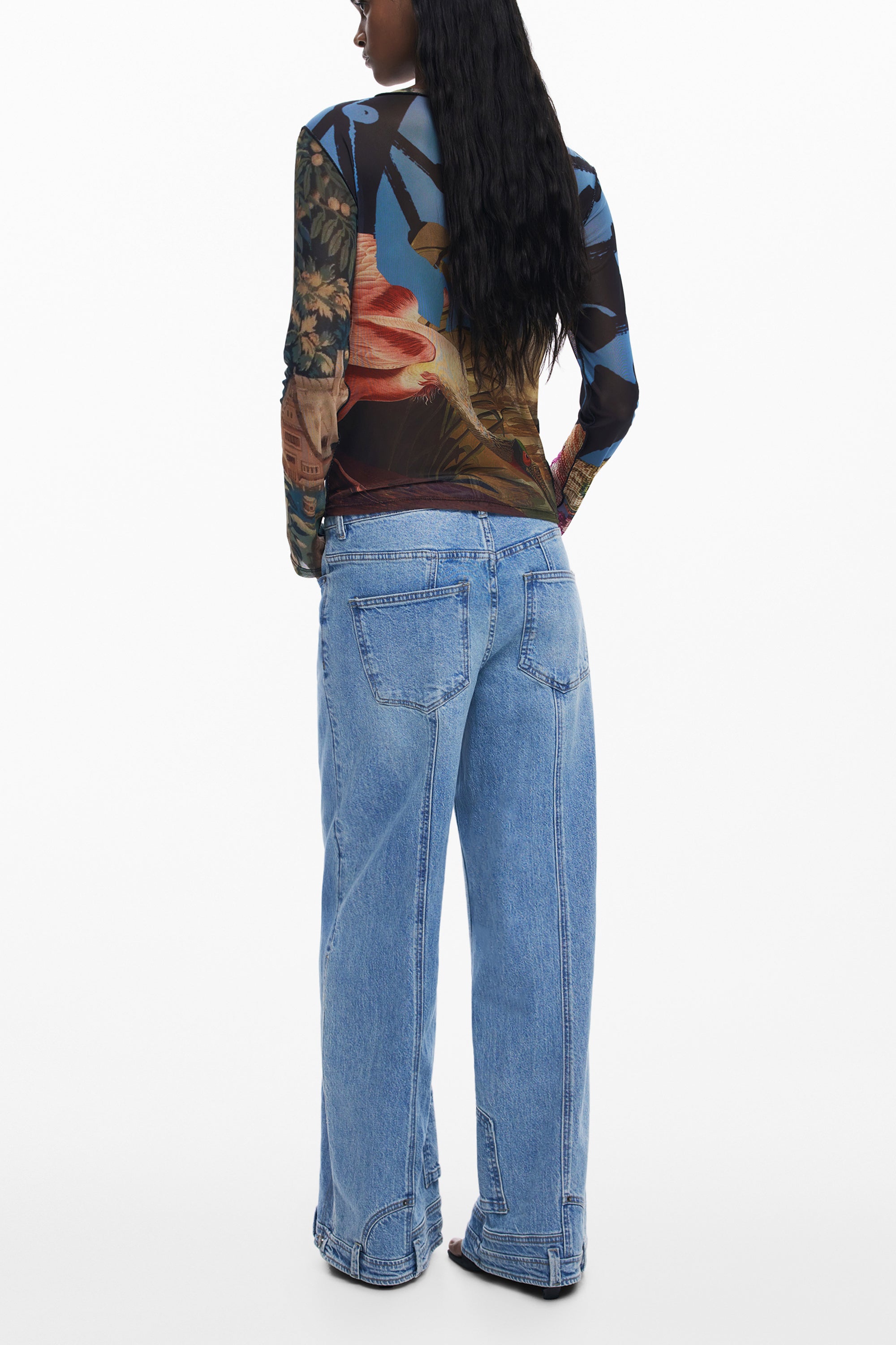 DESIGUAL Damen Langarm T-Shirt Schwarz – Kontrastdetails für Herbst/Winter | soulluna.de Zweitbild